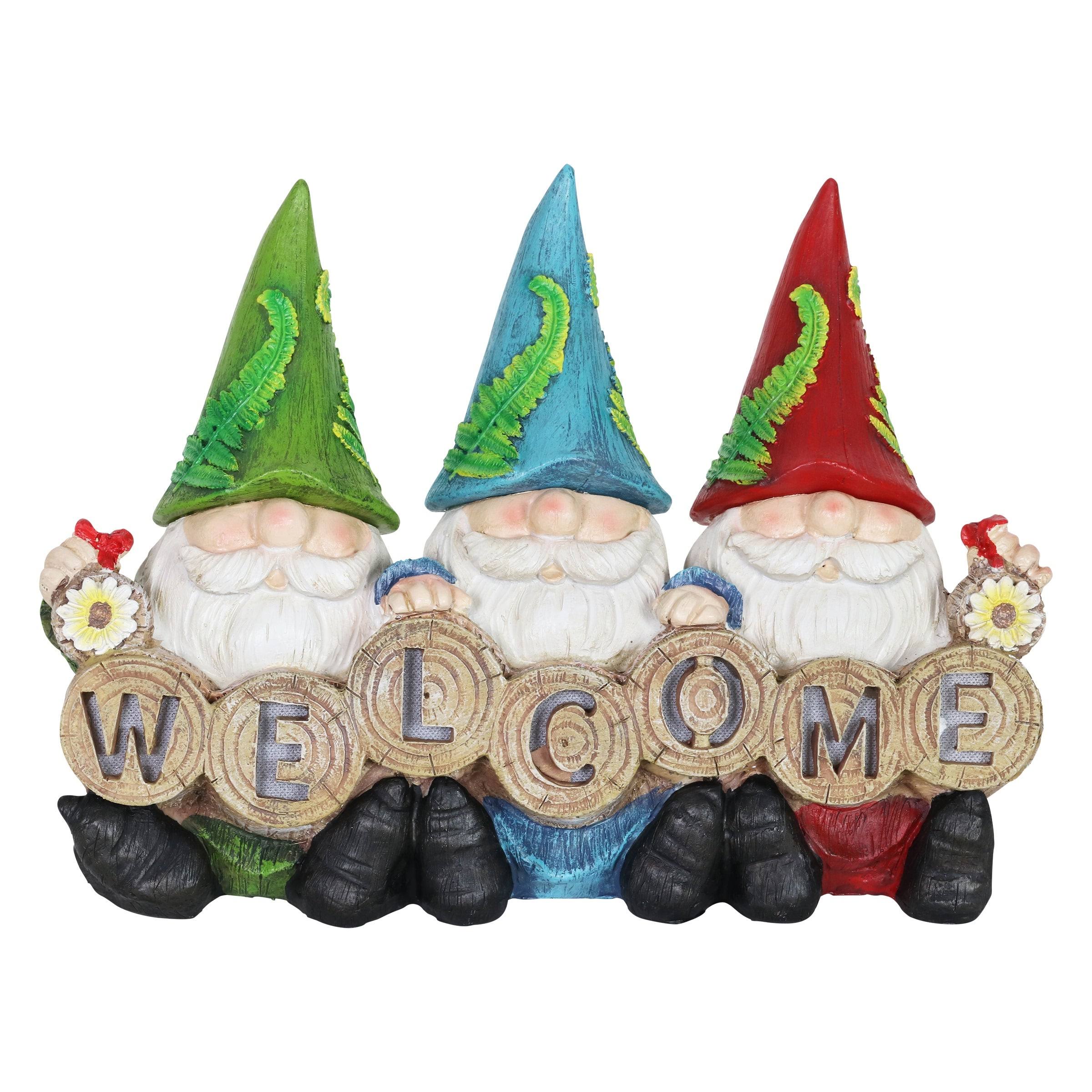 Exhart Solar Welcome Sign Gnomes ,Multi