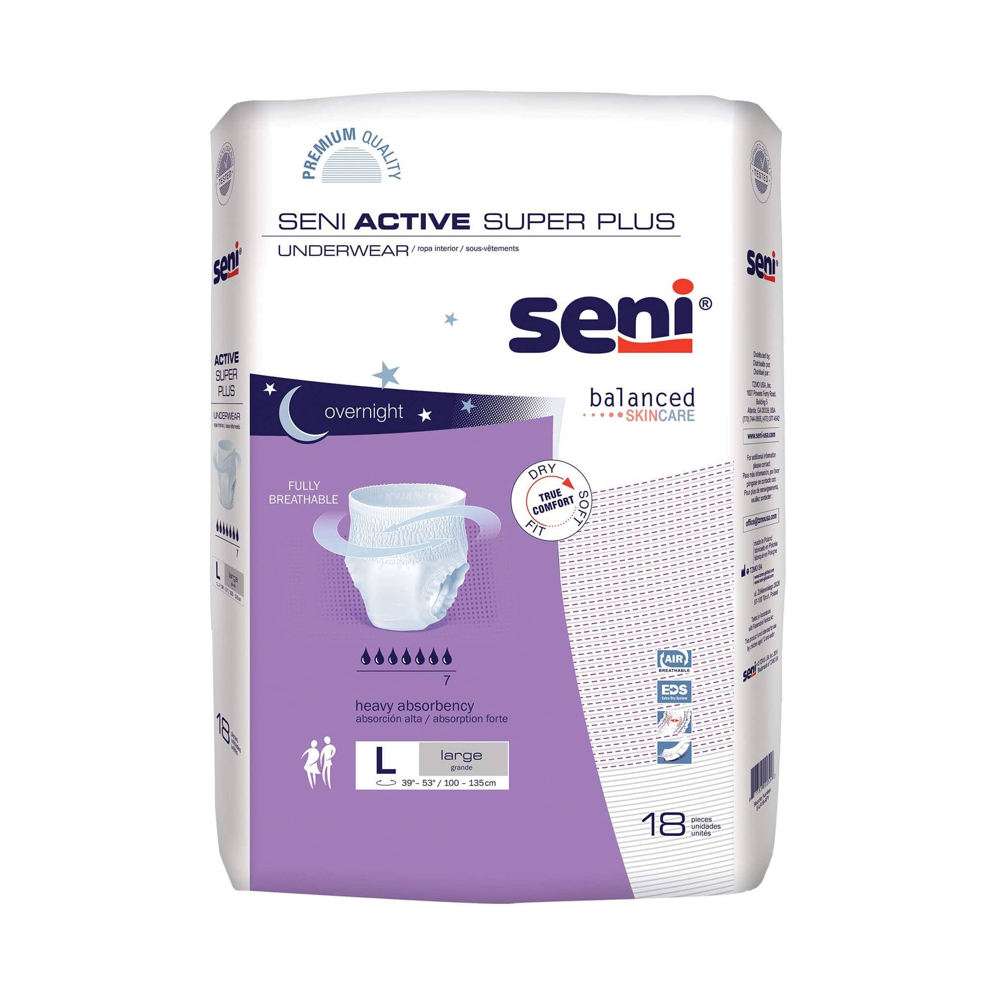 Seni Active Super Plus Disposable Underwear - Large, 18ct
