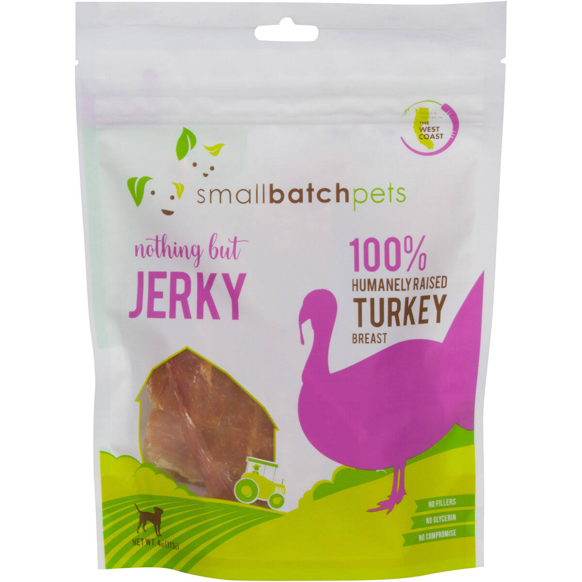 Smallbatch Jerky Dog Treats - Turkey, 4 oz