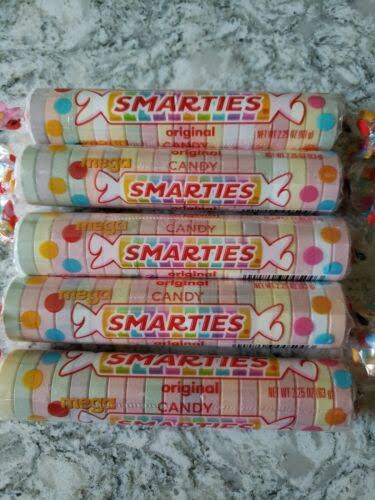 5 Rolls Mega Smarties Original Candy Individually Wrapped 2 25 oz Each New