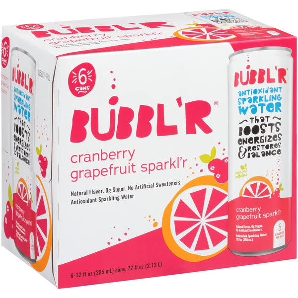 Bubbl'r Cranberry Grapefruit Sparkl'r Antioxidant Sparkling Water