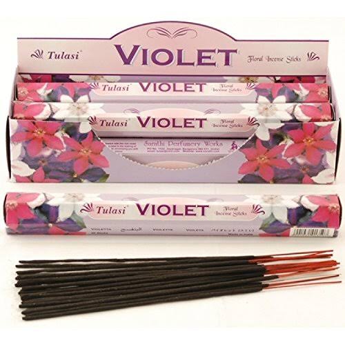 Tulasi Incense Sticks (Violet) - 20 Stick Hex Pack