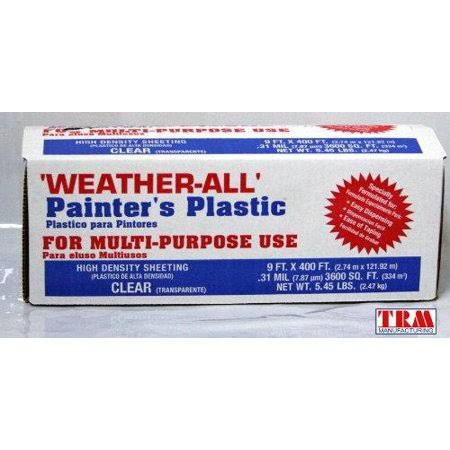TRM Manufacturing HD9 Weatherall Painter's Plastic , Roll Size 9' x 400', Polythelene
