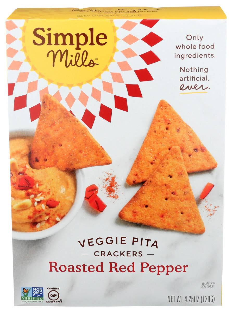 Simple Mills Crackers, Veggie Pita, Roasted Red Pepper - 4.25 oz