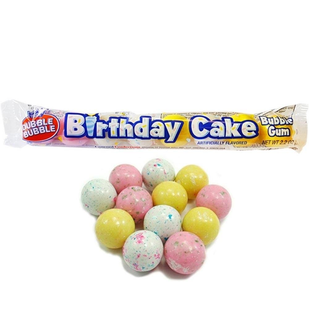 Dubble Bubble Birthday Cake Gum Balls 8 Ball Tube - 62g