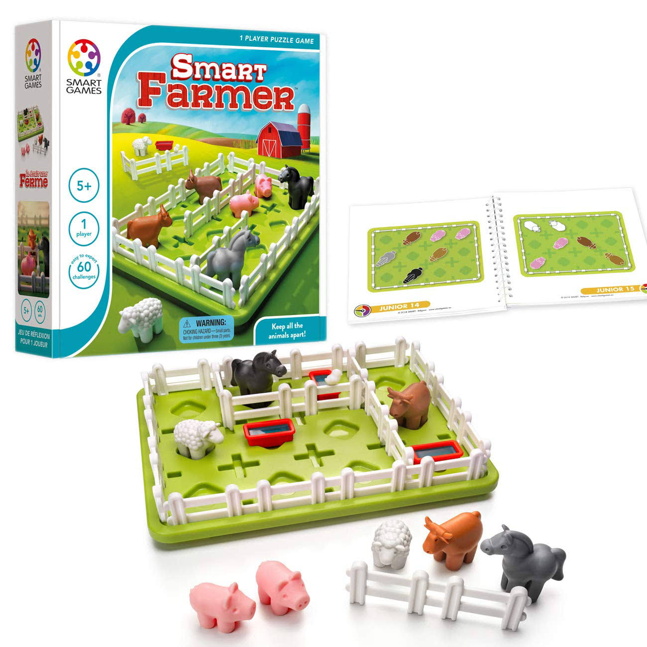 SmartGames Smart Farmer Board Game, A Fun, STEM Focused Cognitive Skill-Building Brain Game And Puzzle Game For Ages 4 And Up
