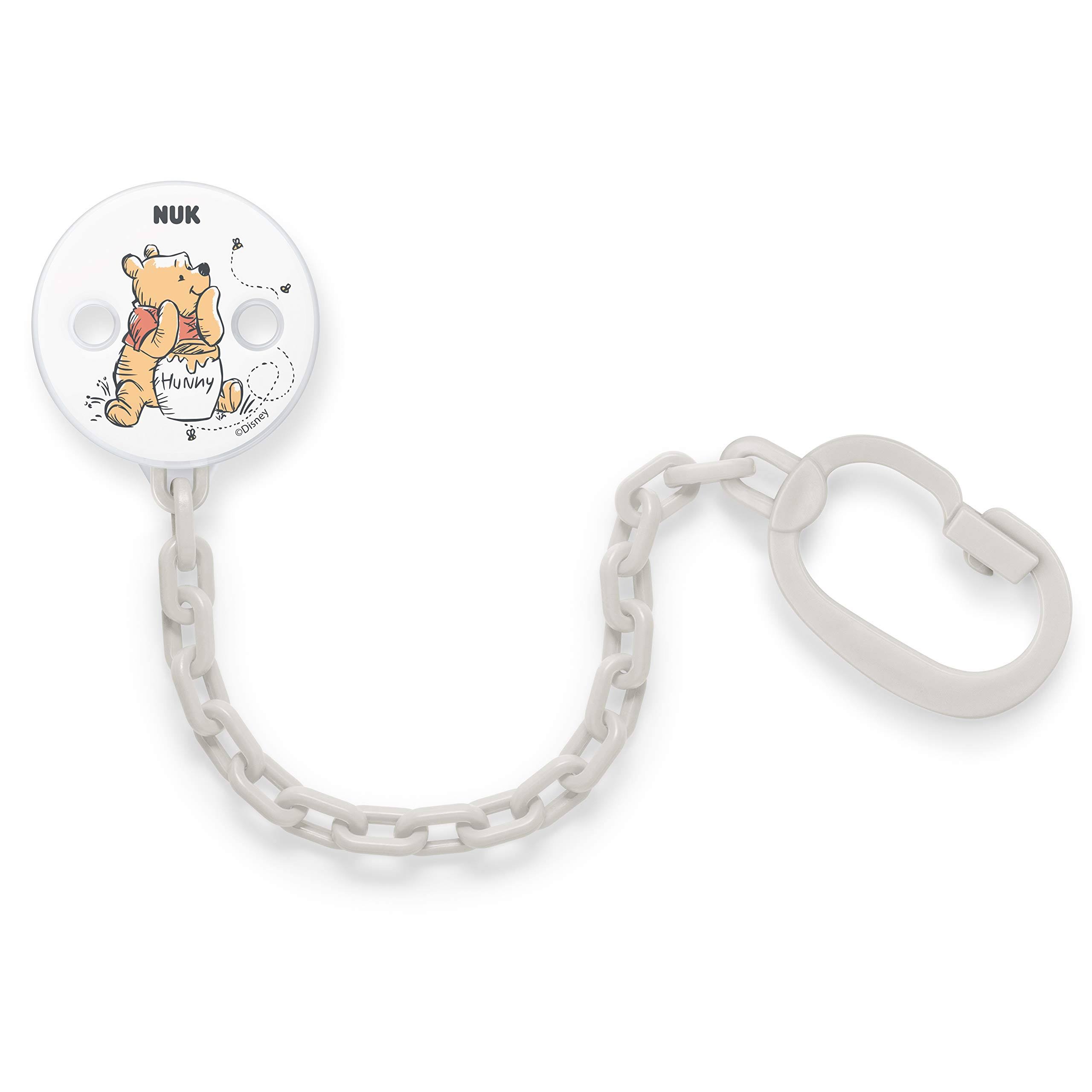 Nuk Dummy Clip for Ring Soothers, Resilient and Shatter-Proof Pacifier Chain, Disney Winnie The Pooh