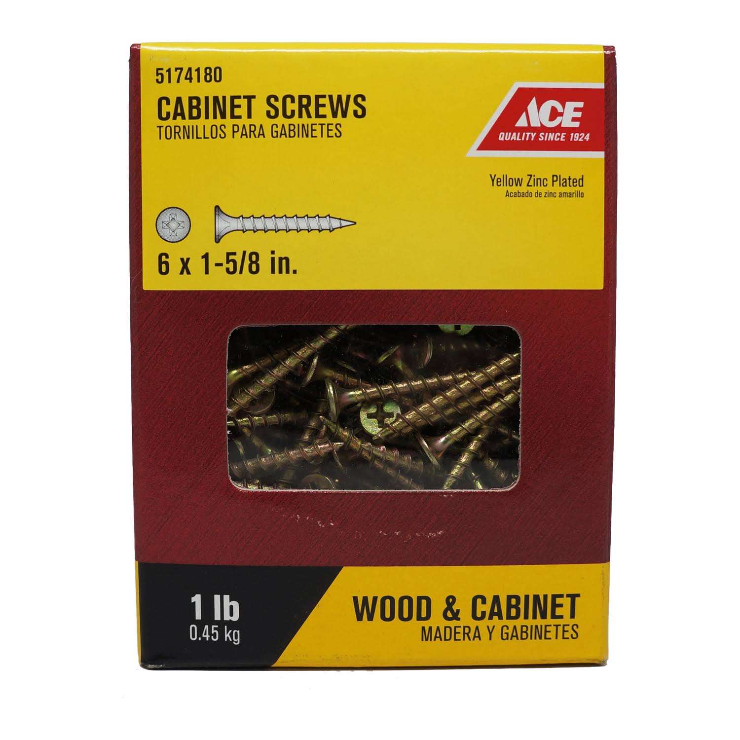 Ace Cabinet Screws, 1-5/8" x 6"