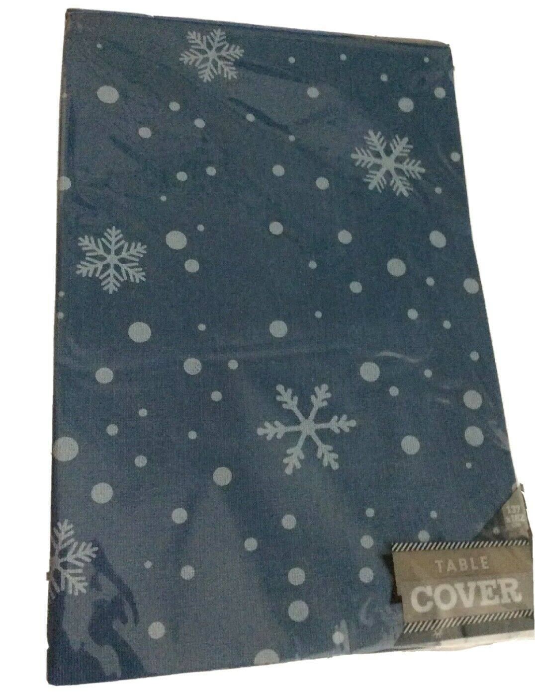 Blue Snowflake Tablecloth Christmas Decorative Table Cover 137cm x 182cm Xmas
