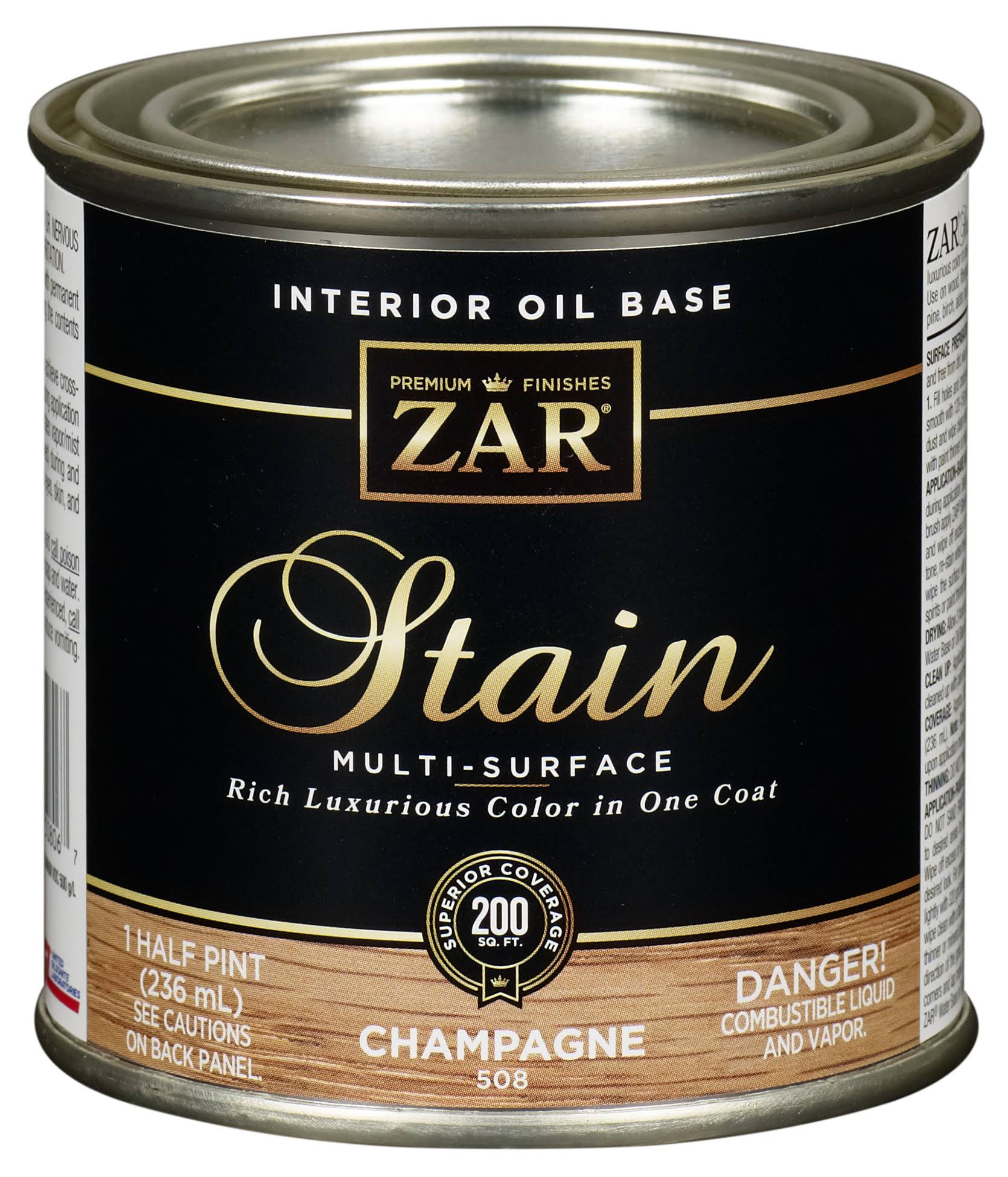 Zar 50806 Interior Oil Base Wood Stain - 1/2 Pint