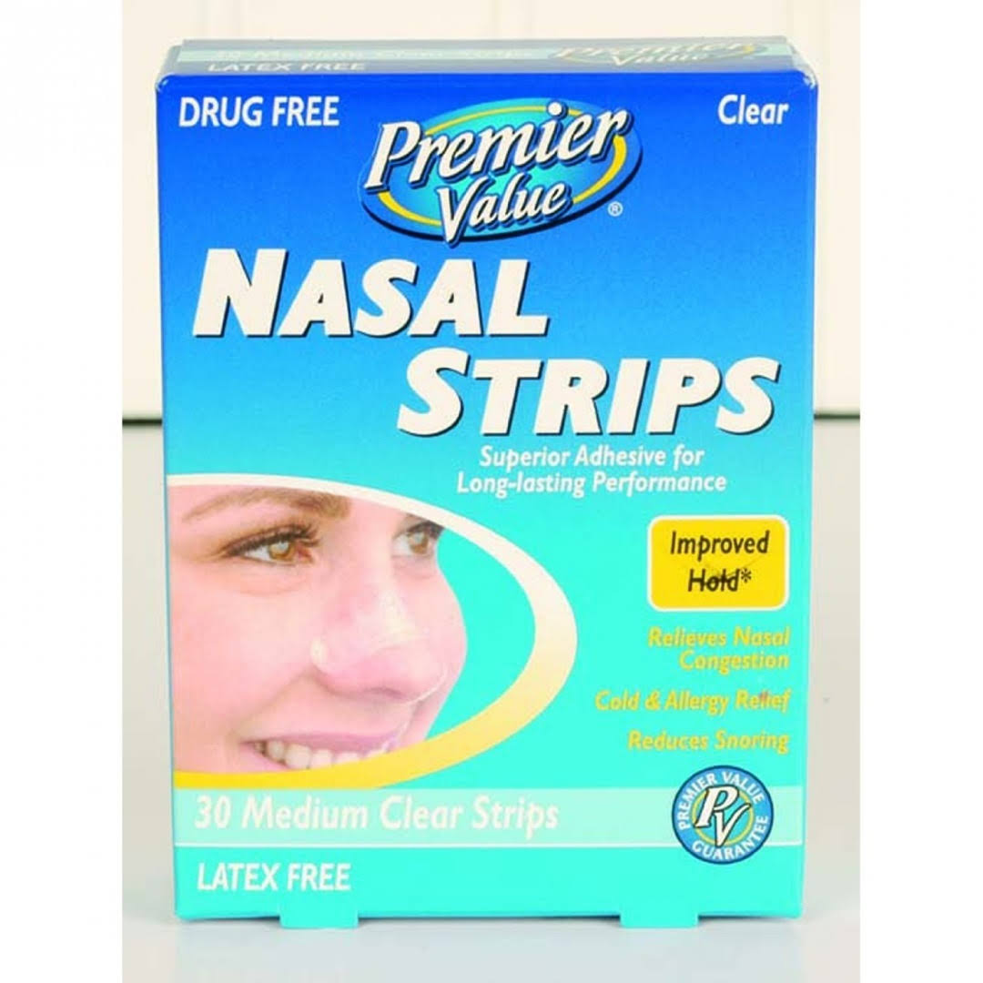 Premier Value Nasal Strips Medium/Clear - 30ct