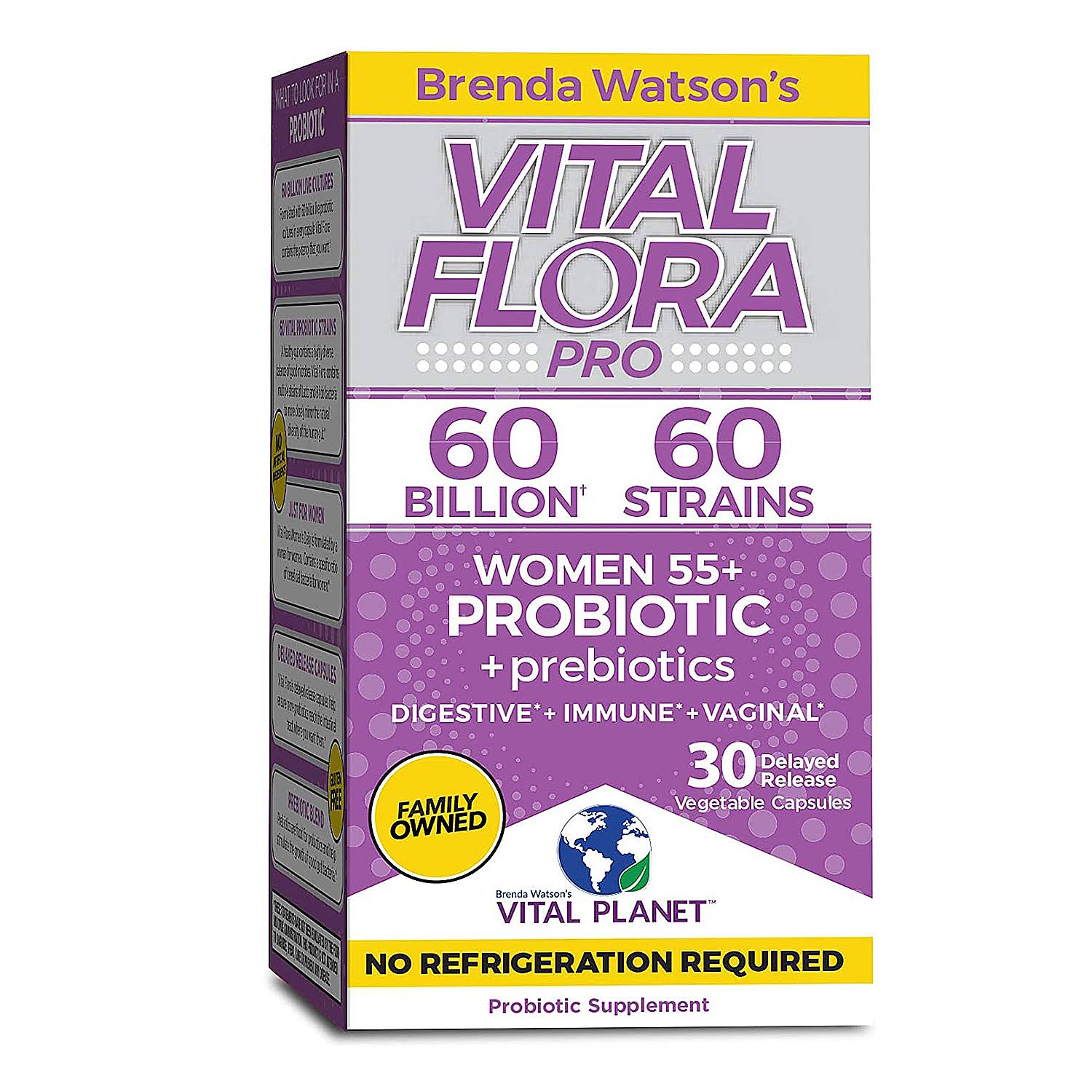 Vital Planet - Vital Flora Women 55+ Daily Shelf Stable Probiotic 60 Billion, Digestive Support Probiotics For Women With Prebiotic Fiber, 30 Capsule