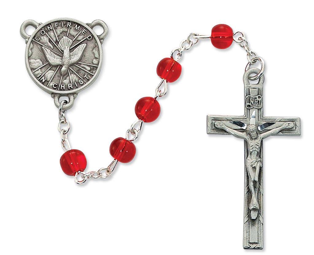 Red Glass Holy Spirit Rosary