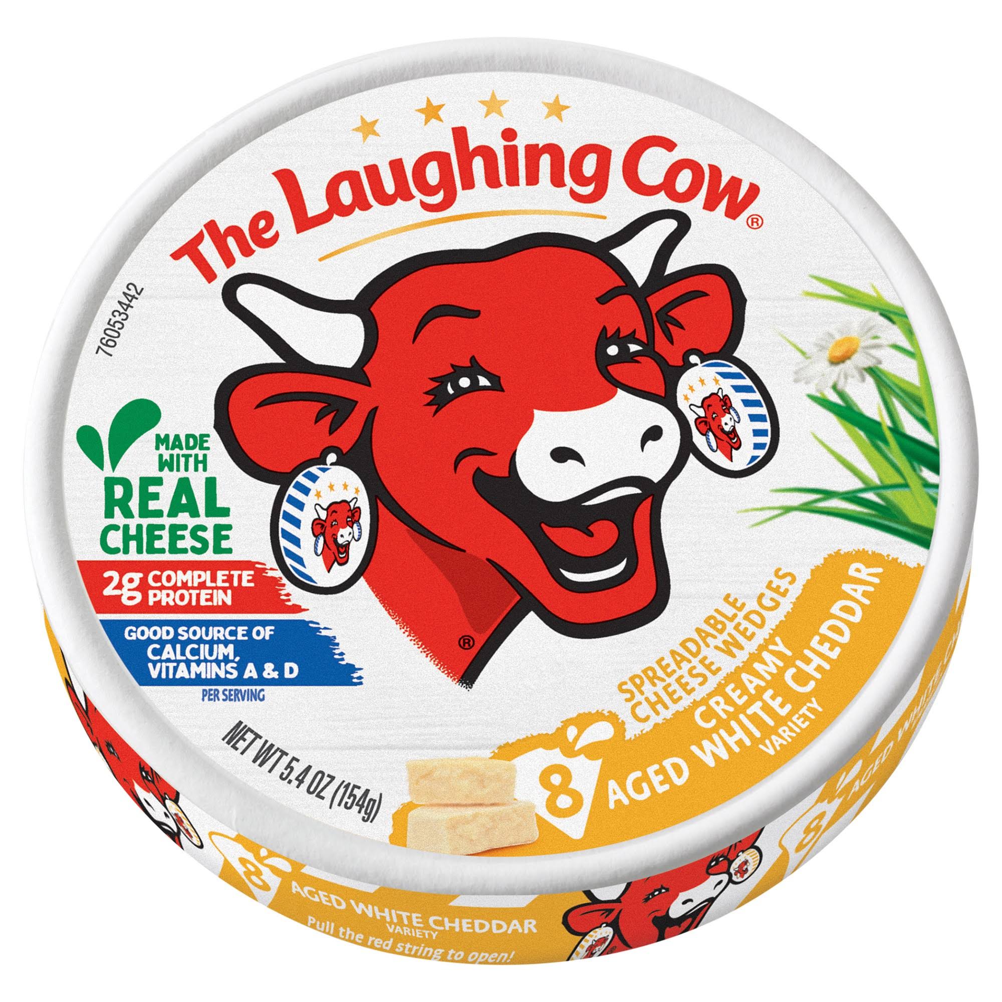 The Laughing Cow White Cheddar Spreadable Cheese Wedge, 5.4 oz Box