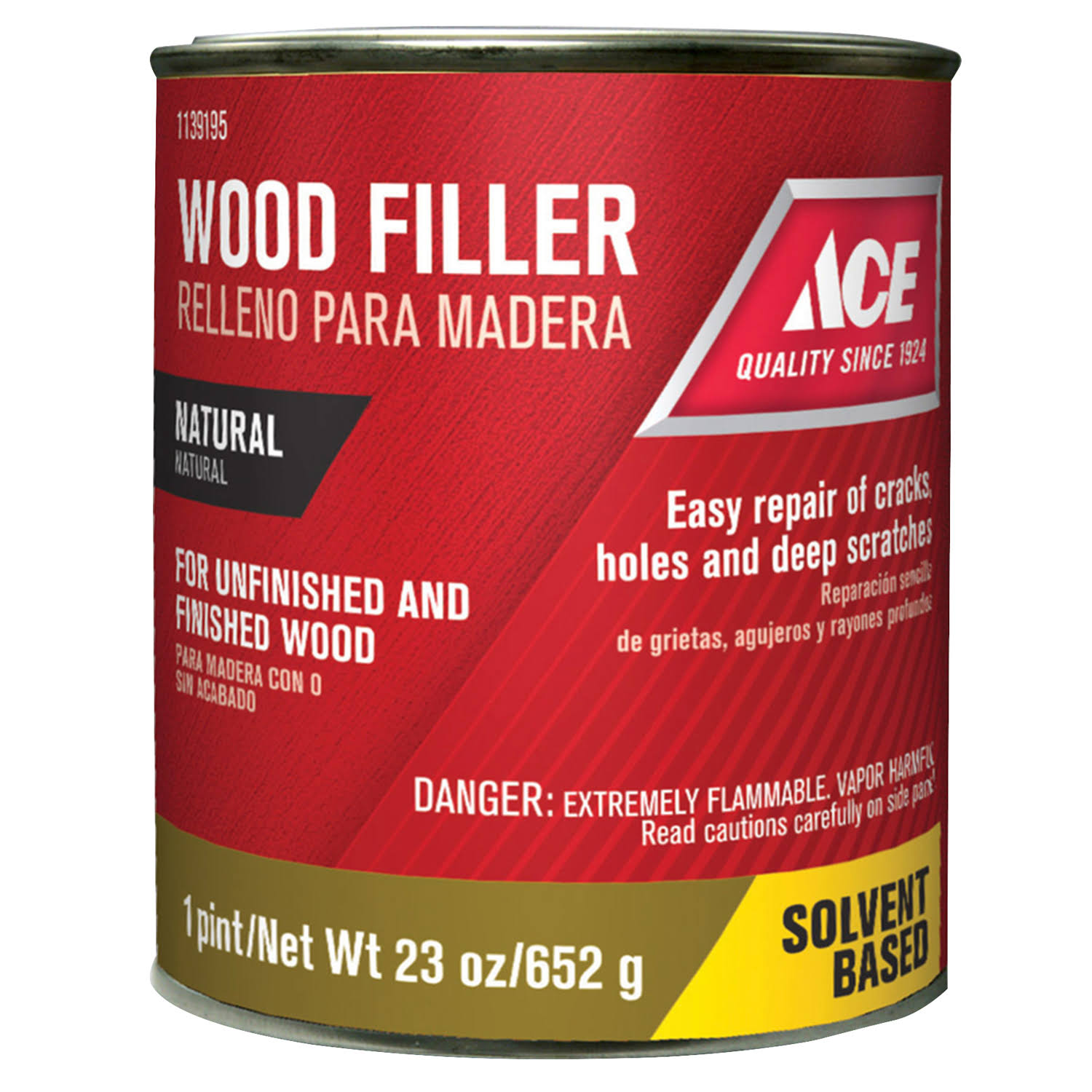 Ace Solvent Based Wood Filler - Natural, 1pt