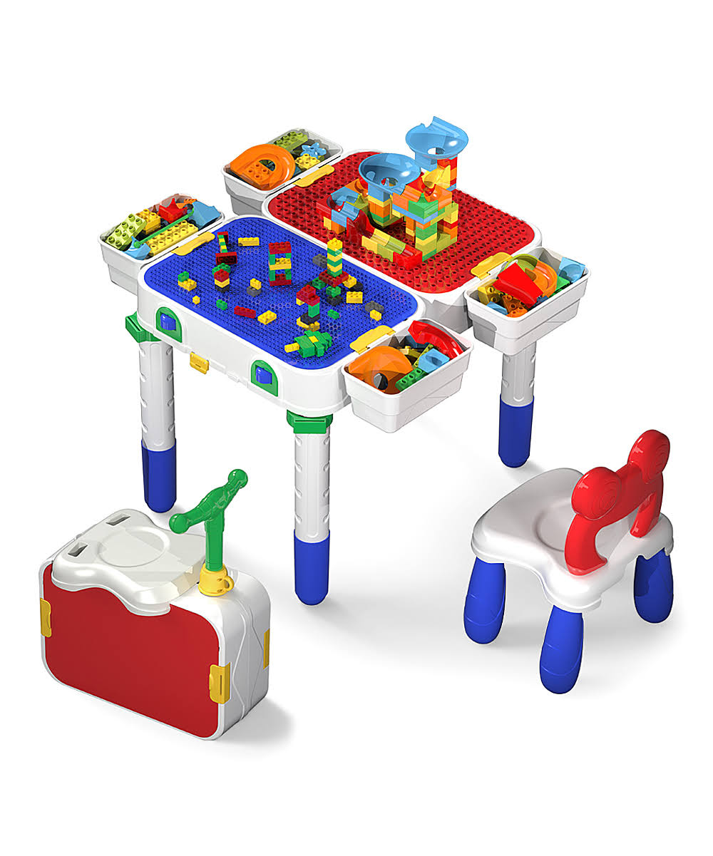 PicassoTiles Kids Play Table & Chair Set with Storage, 331pcs Building