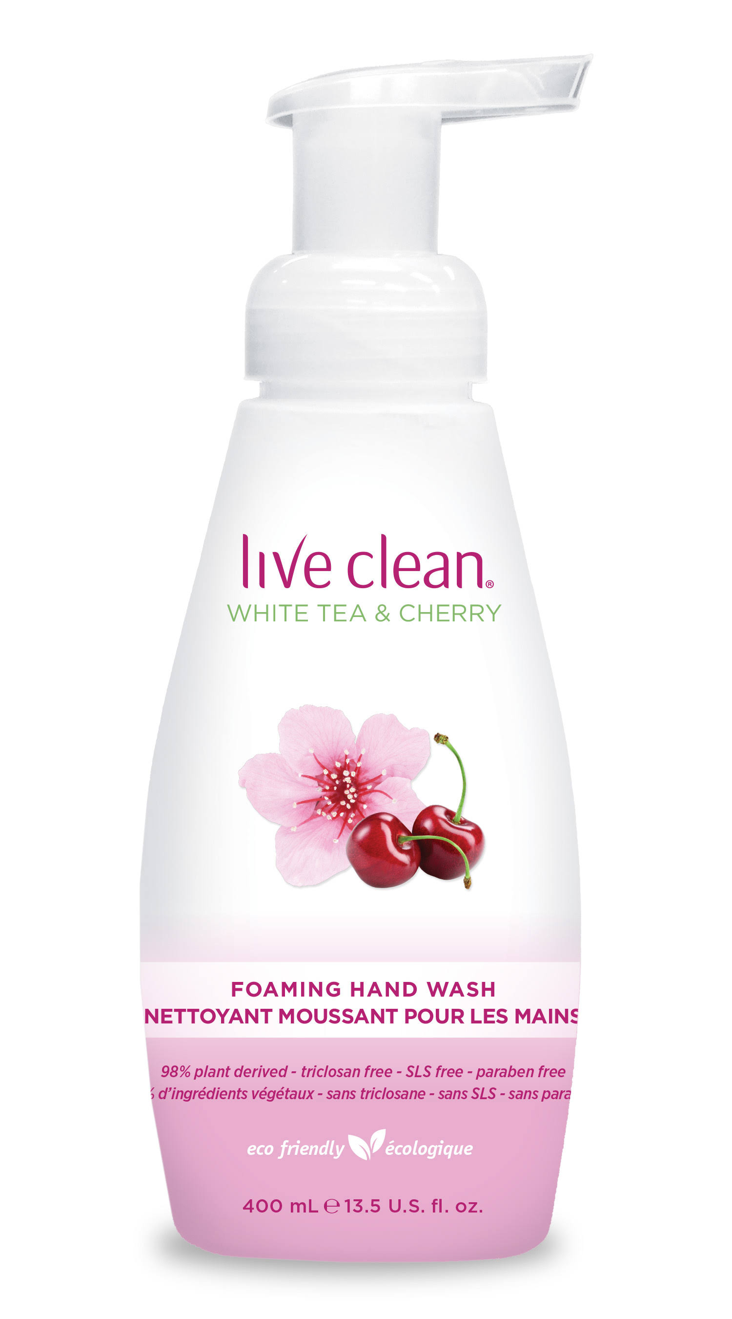 Live Clean Foaming Hand Soap - White Tea & Cherry, 400ml