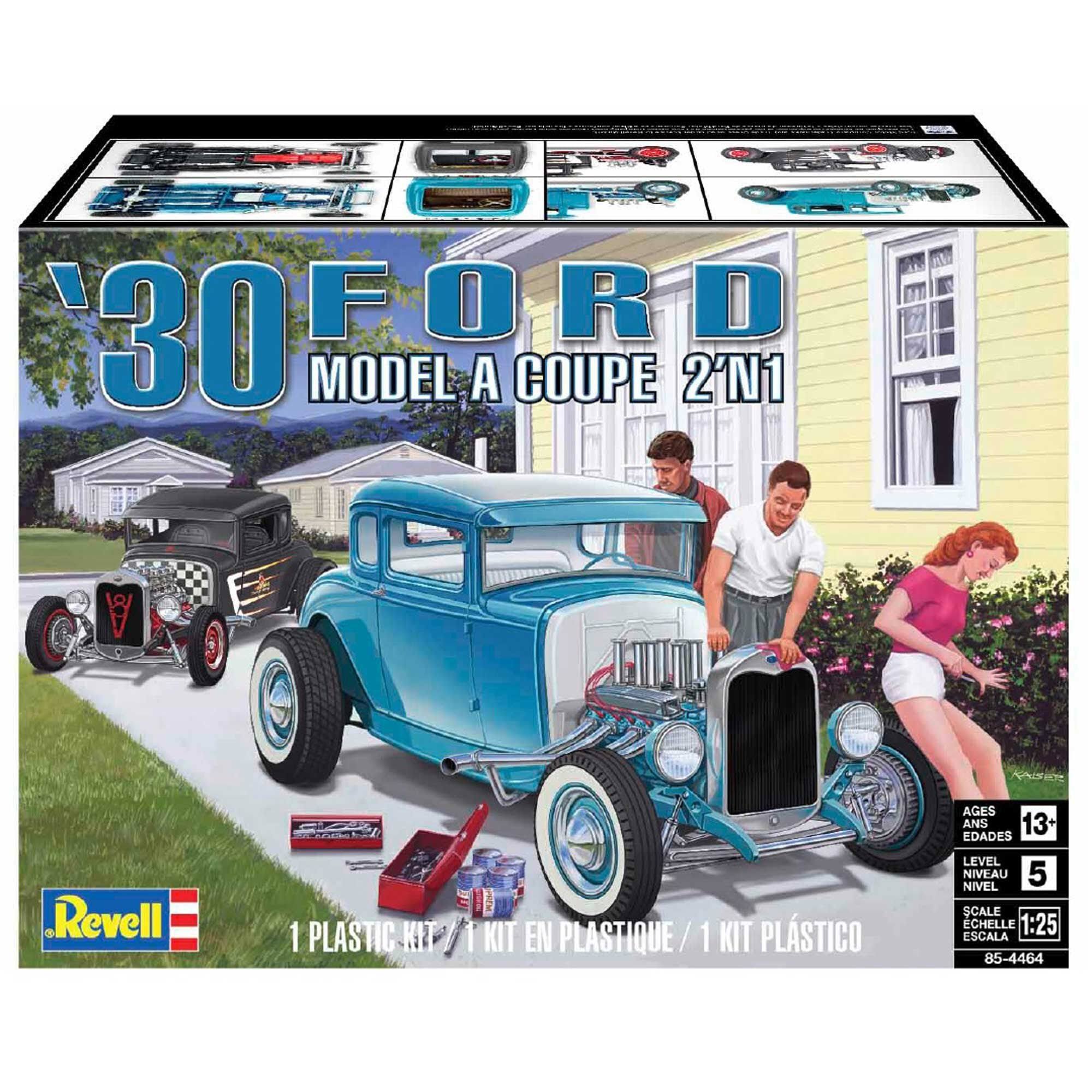 REVELL USA '30 Ford Model A Coupe 2'n1 (85-4464) 1:25 Scale Car Plastic Model Kit
