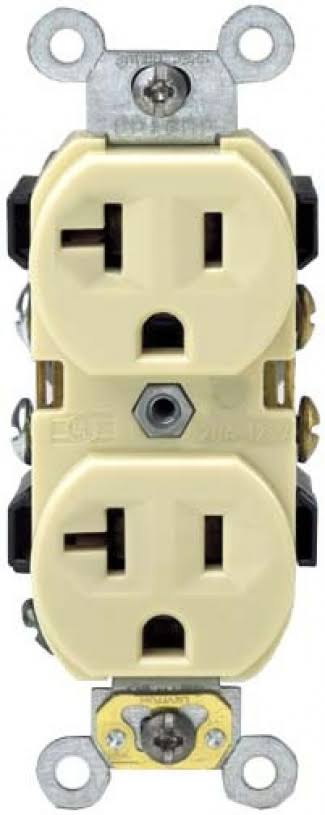 Leviton Commercial Grade Grounded Duplex Outlet - 20A, Ivory, 125V