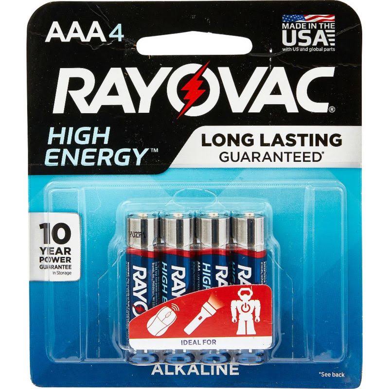 Rayovac High Energy Premium Alkaline AAA Batteries - 1.5V, 4pcs