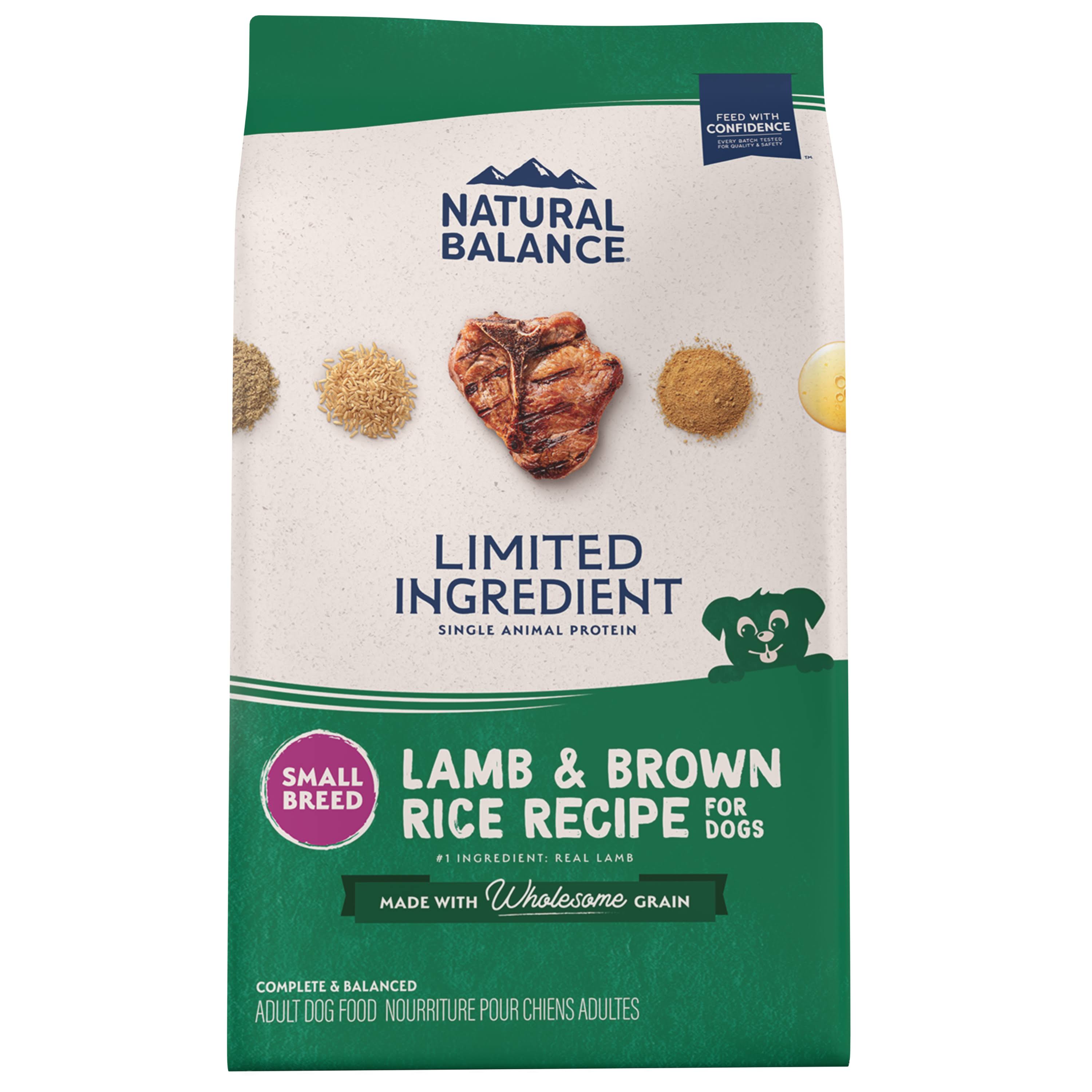 Natural Balance L.I.D. Limited Ingredient Diets Dog Food, Lamb & Brown Rice Formula, Small Breed Bites - 4 lb