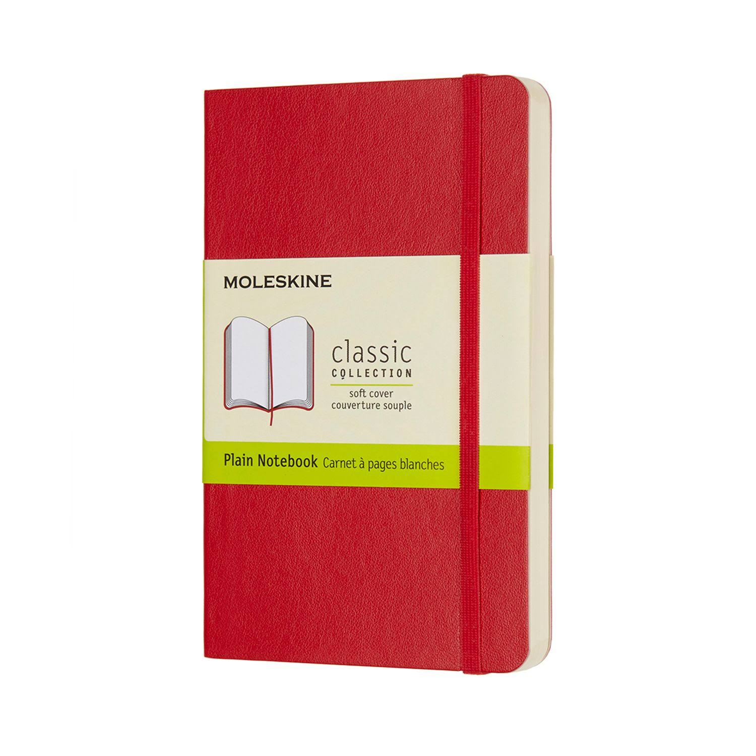 Moleskine Classic Pocket Notebook - Plain, Scarlet Red, Soft Cover, 3.5" X 5.5"