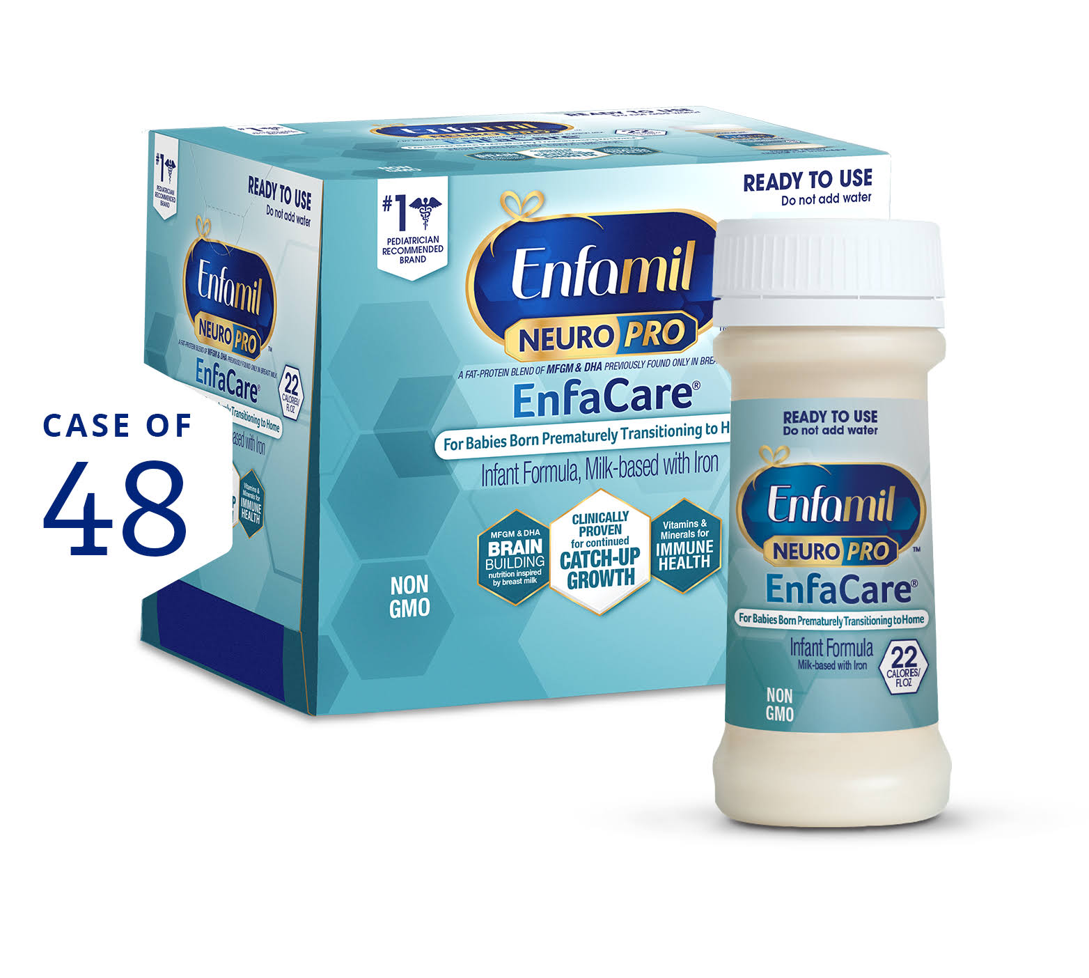 Enfamil NeuroPro EnfaCare Premature Baby Formula Milk Based W/ Iron Ready To Use Bottles MFGM, Omega 3 DHA, 22 CAL, Immune Support & Brain