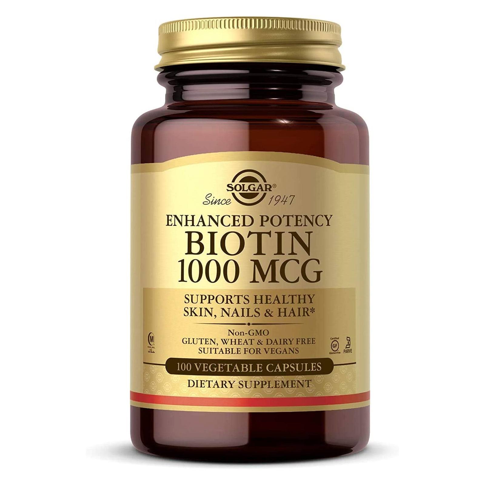 Solgar Biotin 1000 MCG Dietary Supplement - 100 Capsules