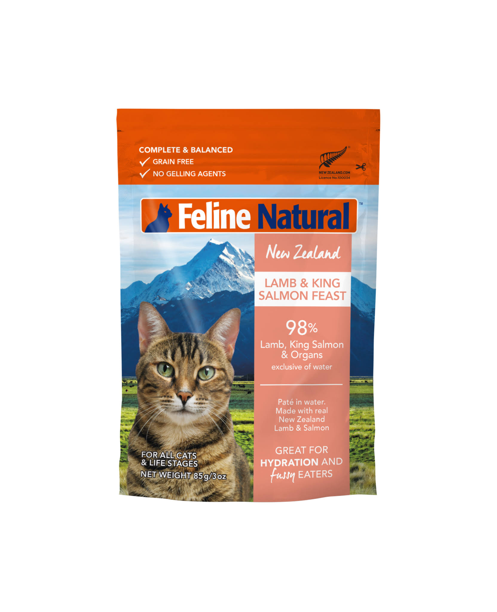 Feline Natural Lamb & Salmon Pouch Wet Cat Food, 3-oz