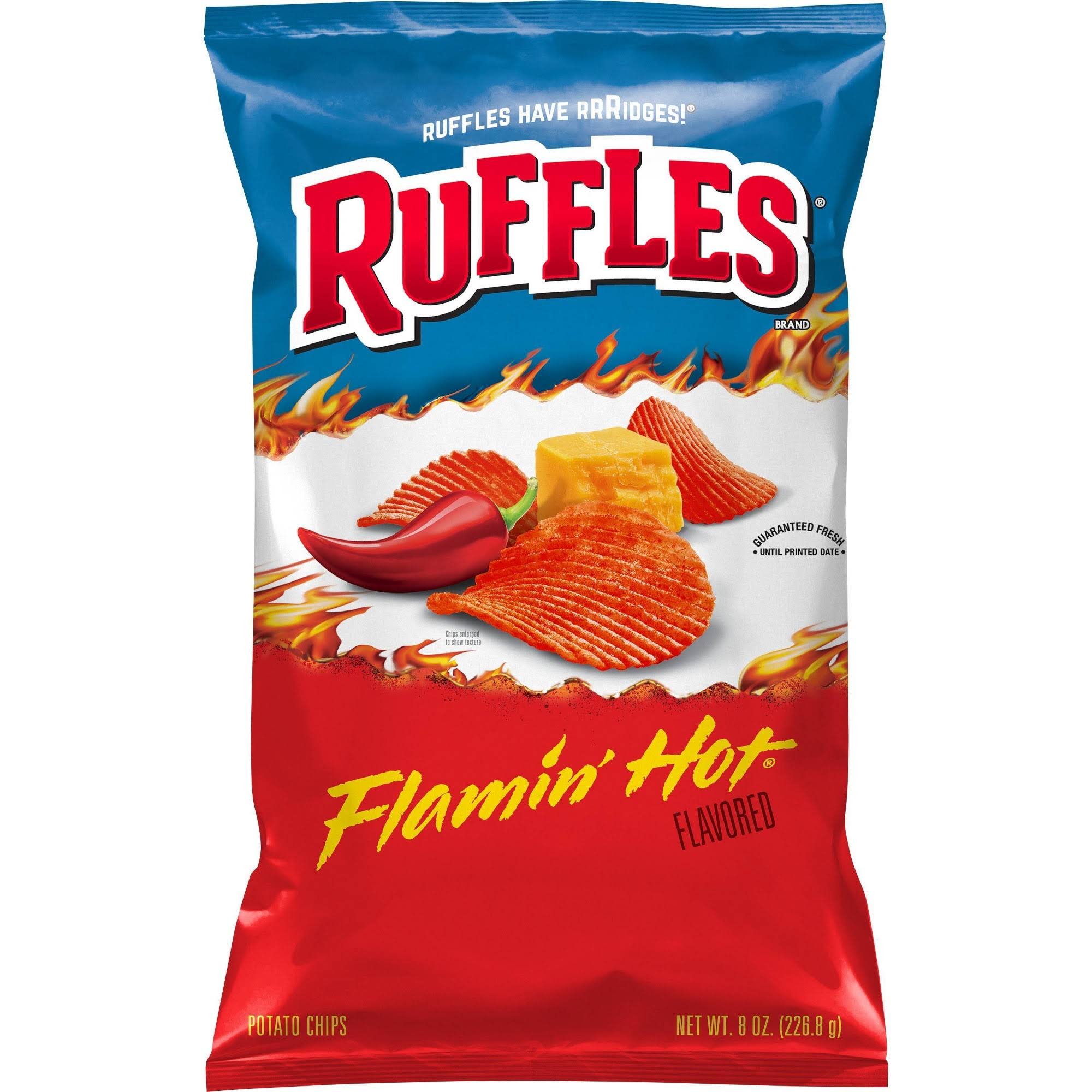 Ruffles Potato Chips, Flamin' Hot Flavored - 8 oz