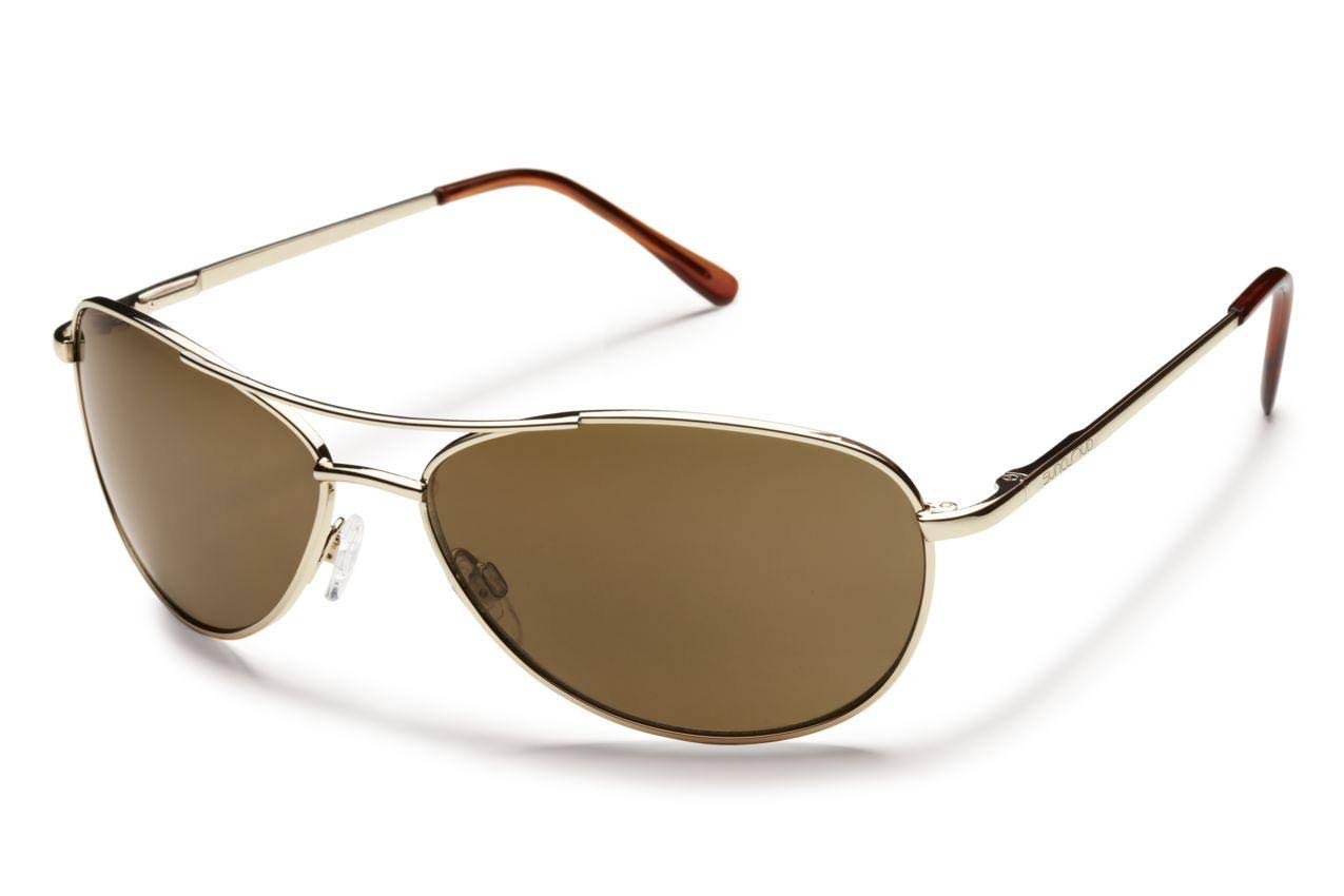 Suncloud Aviator Sunglasses - Gold Frame, Brown Polarized Lens