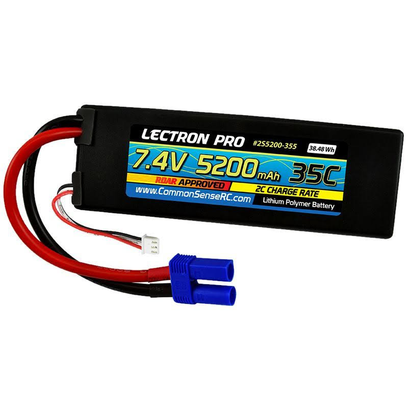 Lectron Pro 7.4V 5200mAh 35C Lipo Battery with EC5 Connector