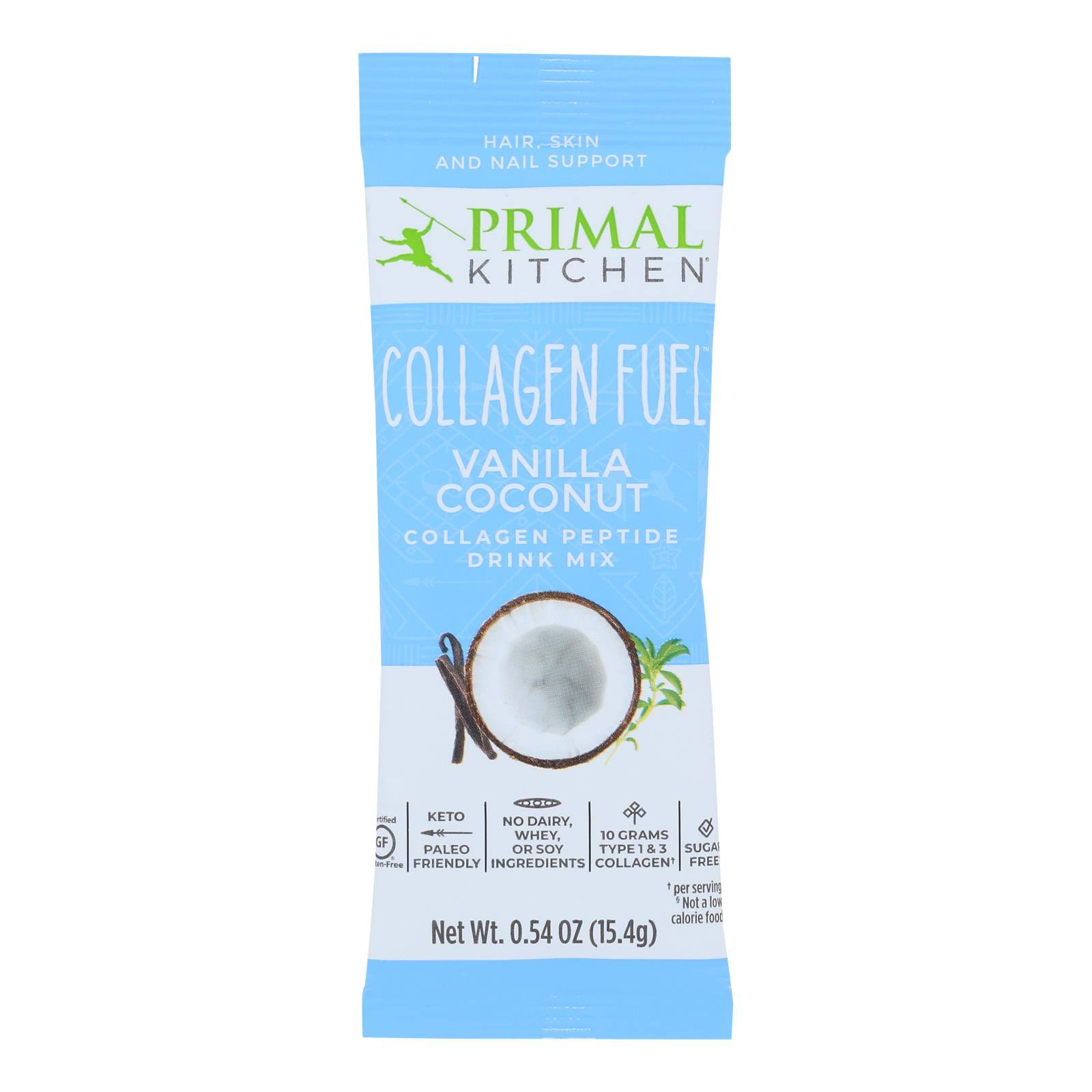 Primal Kitchen Collagen Fuel Drink Mix, Collagen Peptide, Vanilla Coconut - 0.54 oz