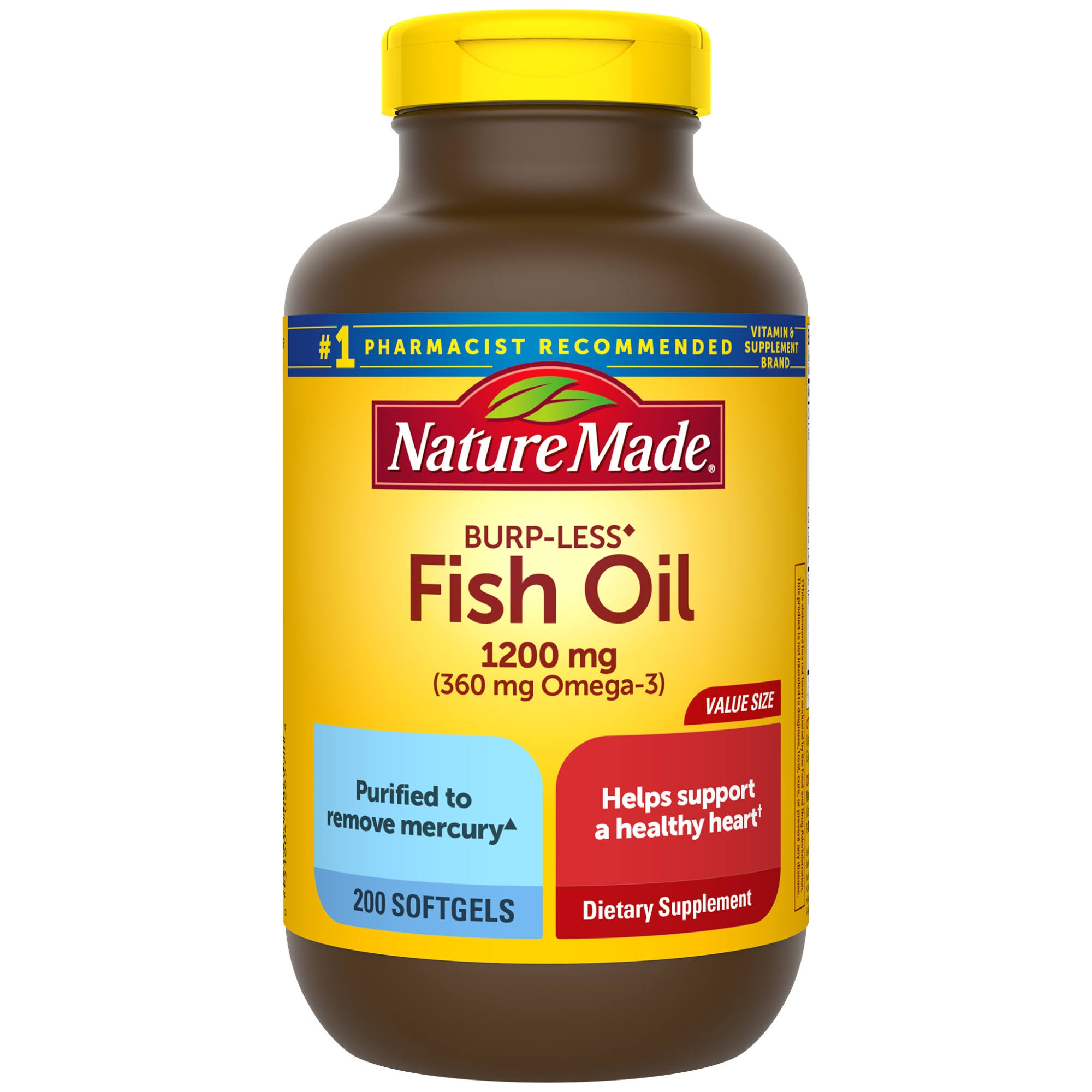 Nature Made Burpless Fish Oil Dietary Supplement - 360mg, 200ct