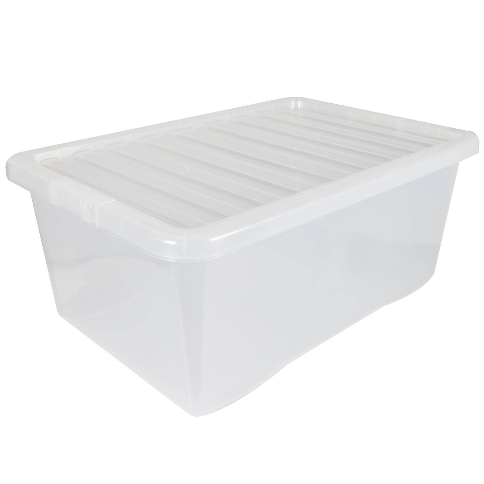 Plastic Storage Box with Lid - 45L, Clear
