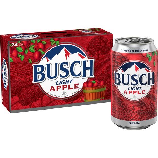 Busch Light Beer, Apple - 24 pack, 12 fl oz cans