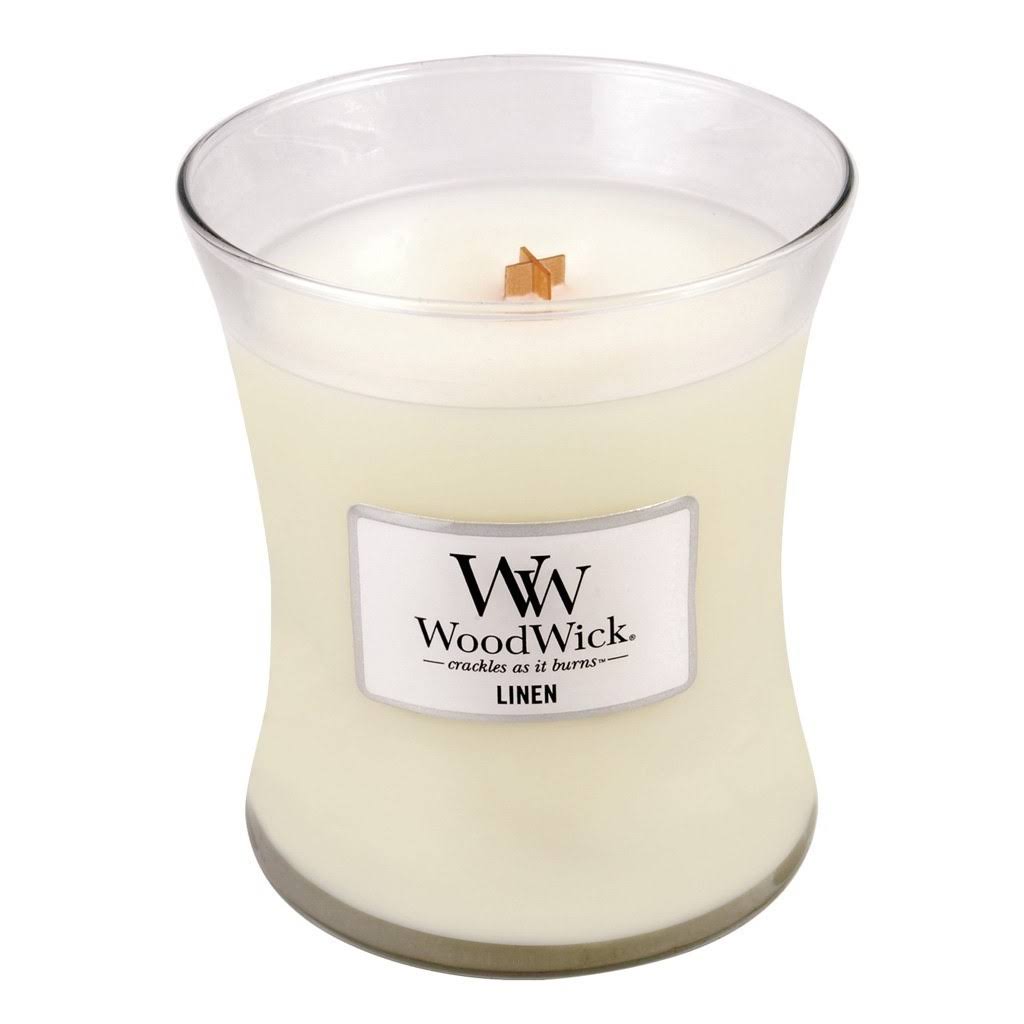 WoodWick Soy Wax Candle - Linen, Medium, 12cm