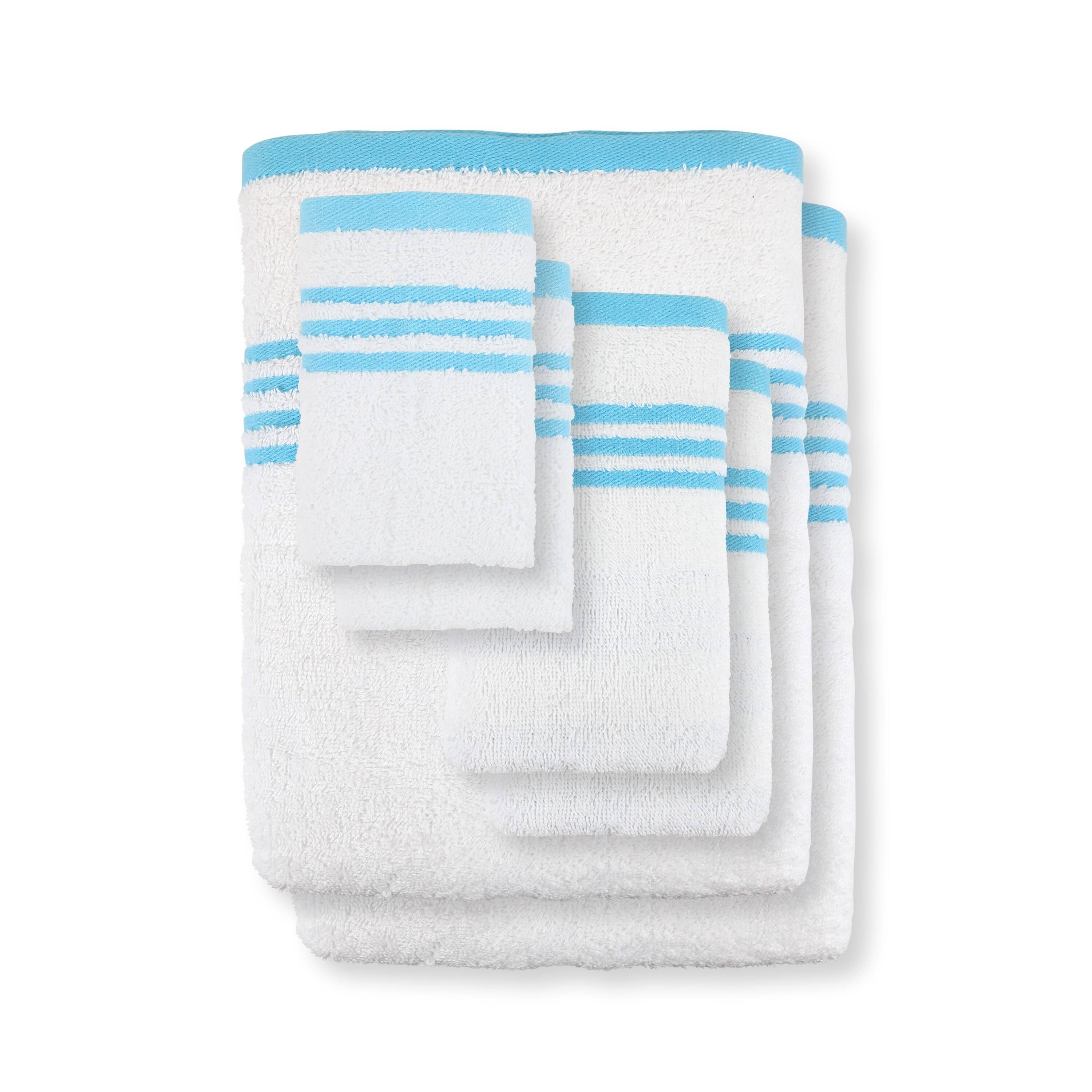 Metro 100% Cotton 6-Pc Towel Set, Striped Dobby - Aqua
