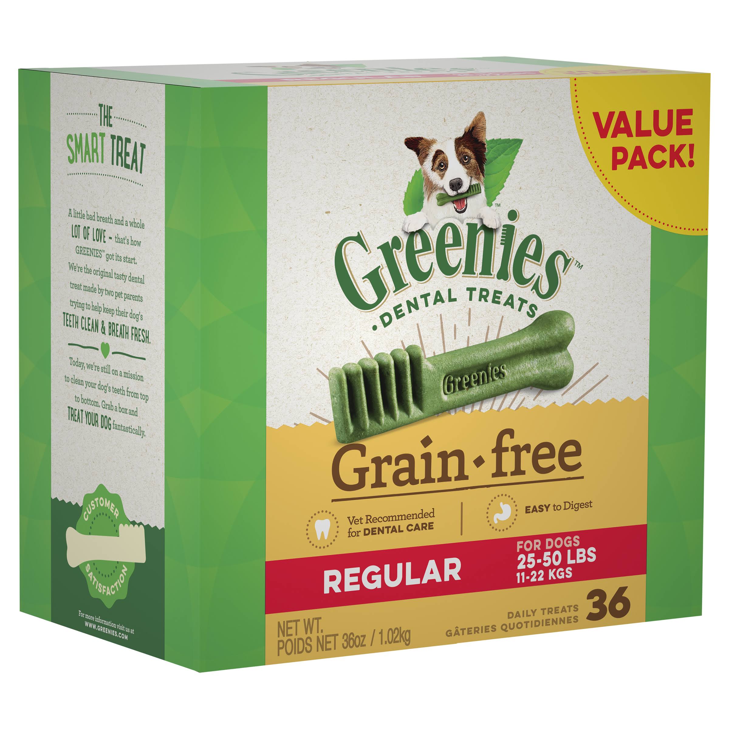 Greenies Dental Treats, Grain-Free, Regular, Value Pack - 36 treats, 36 oz