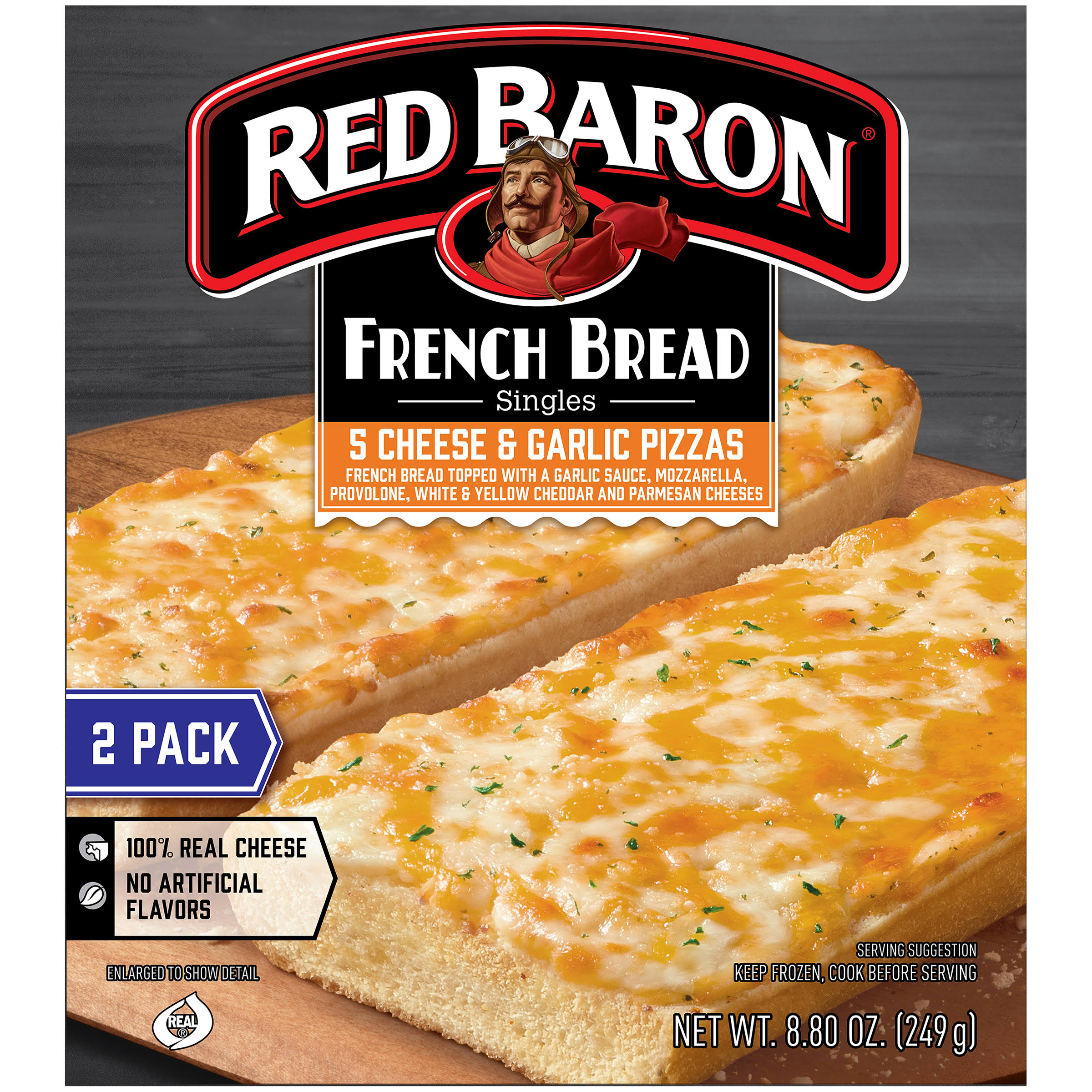 Red Baron Singles French Bread - Cheese & Garlic Pizzas, 2ct, 8.80oz