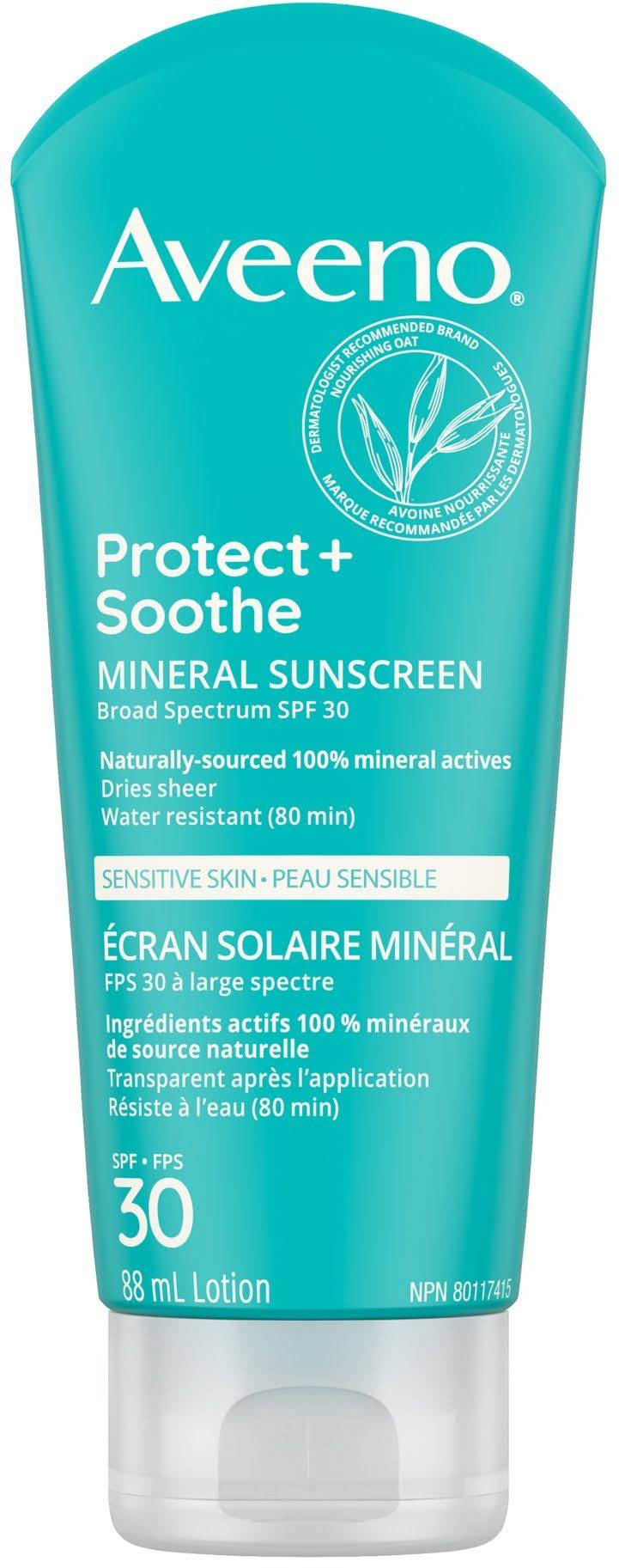 Aveeno Protect + Soothe Sensitive Skin Mineral Sunscreen SPF 30, 88mL