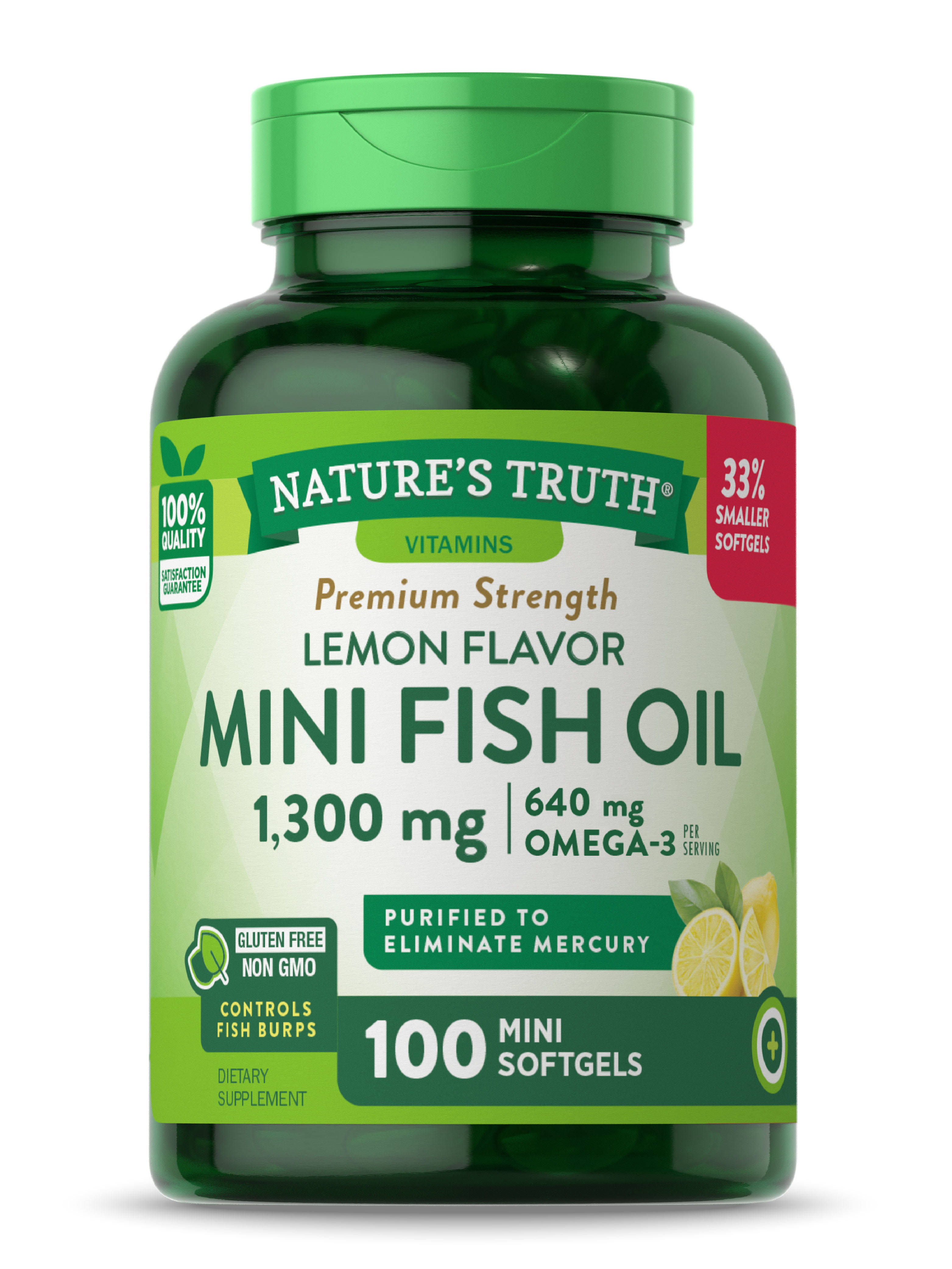 Nature's Truth Mini Fish Oil Omega 3 Supplement - Lemon, 100ct