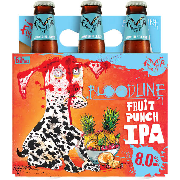 Flying Dog Beer, Fruit Punch IPA, Bloodline - 6 pack, 12 oz bottles