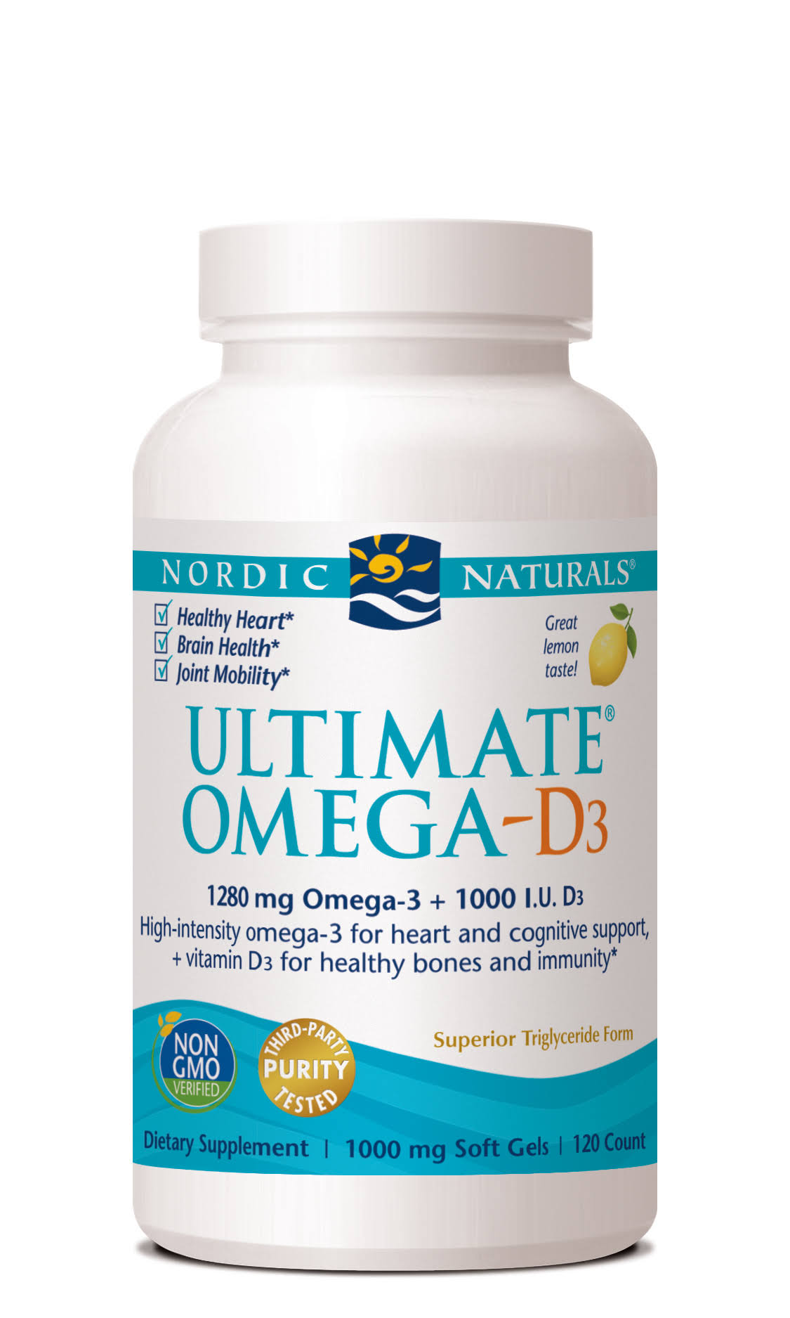 Nordic Naturals Ultimate Omega-D3 - Lemon, 1000mg, 120 Soft Gels
