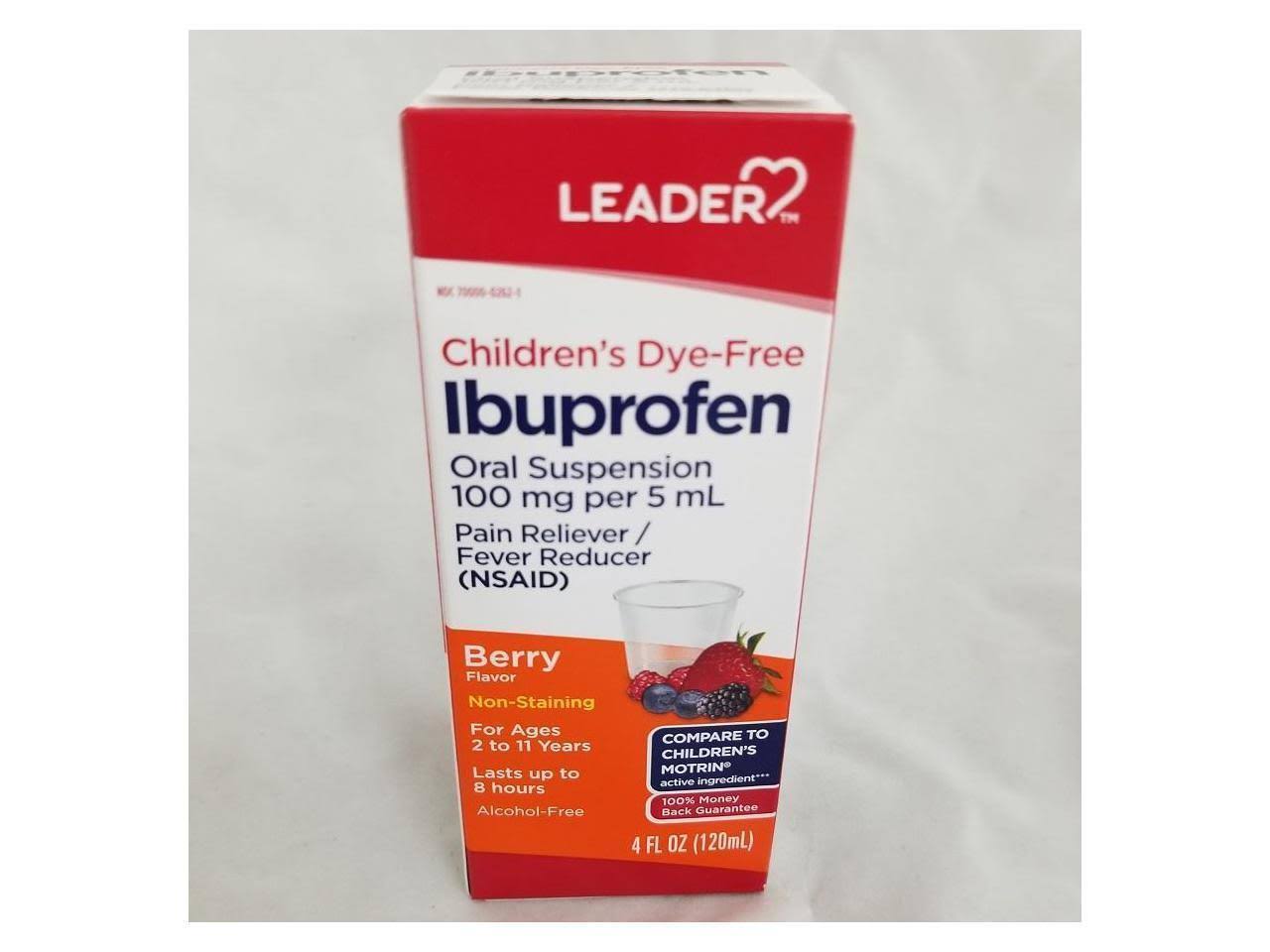 Leader Children's Dye-Free Ibuprofen, 100mg/5mL, 4oz 096295131642f339, Size: 4 fl oz