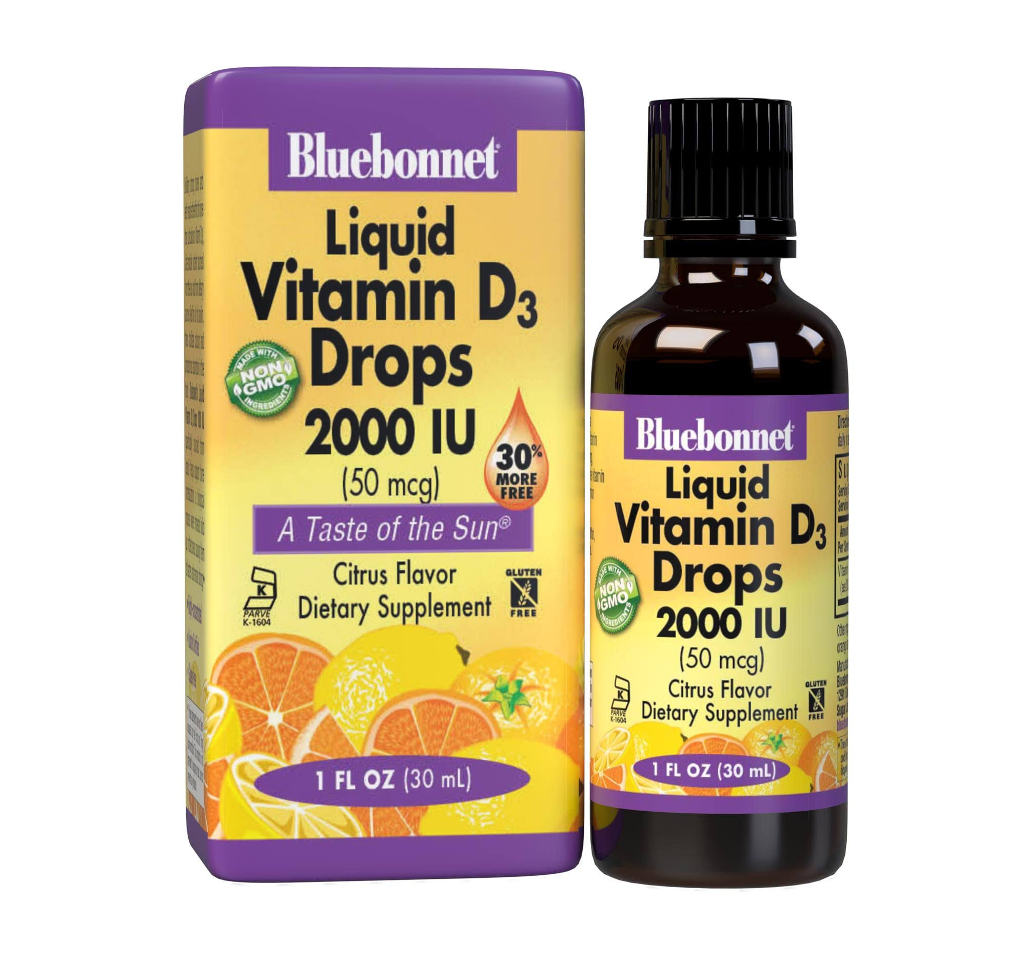 Bluebonnet Liquid Vitamin D3 Drops Supplement - Citrus, 1oz