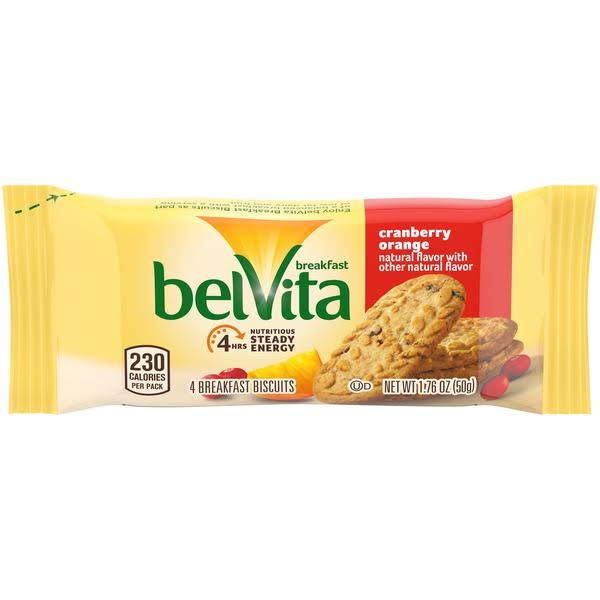 BelVita Breakfast Biscuits, Cranberry Orange - 4 biscuits, 1.76 oz