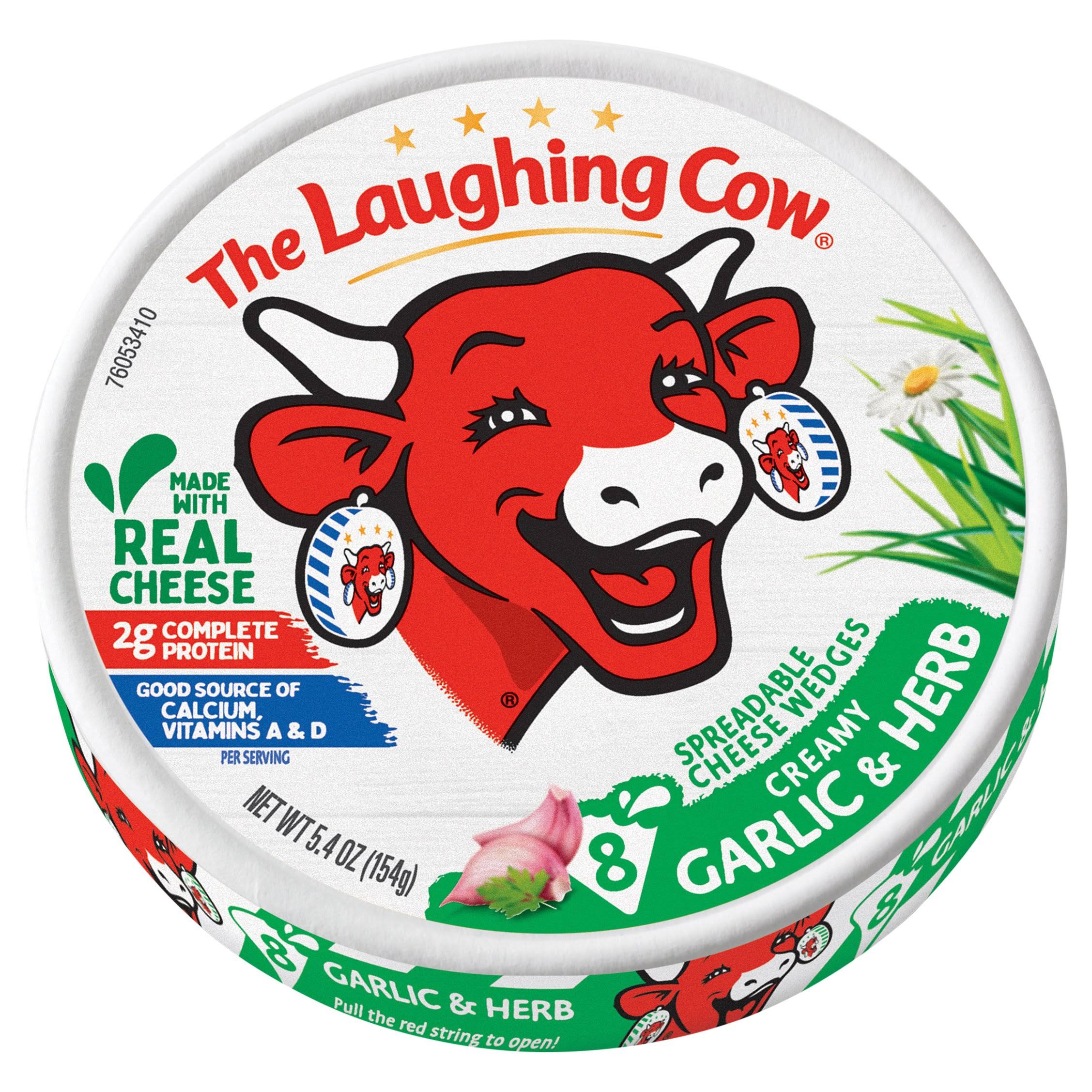 The Laughing Cow Creamy Garlic & Herb Spreadable Cheese Wedges 5.4 oz