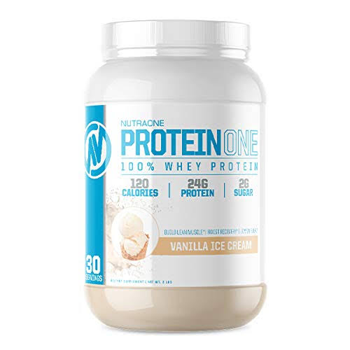 ProteinOne Whey Protein Powder by NutraOne Non GMO and Amino Acid Free Protein Powder Vanilla Ice Cream 2 lbs