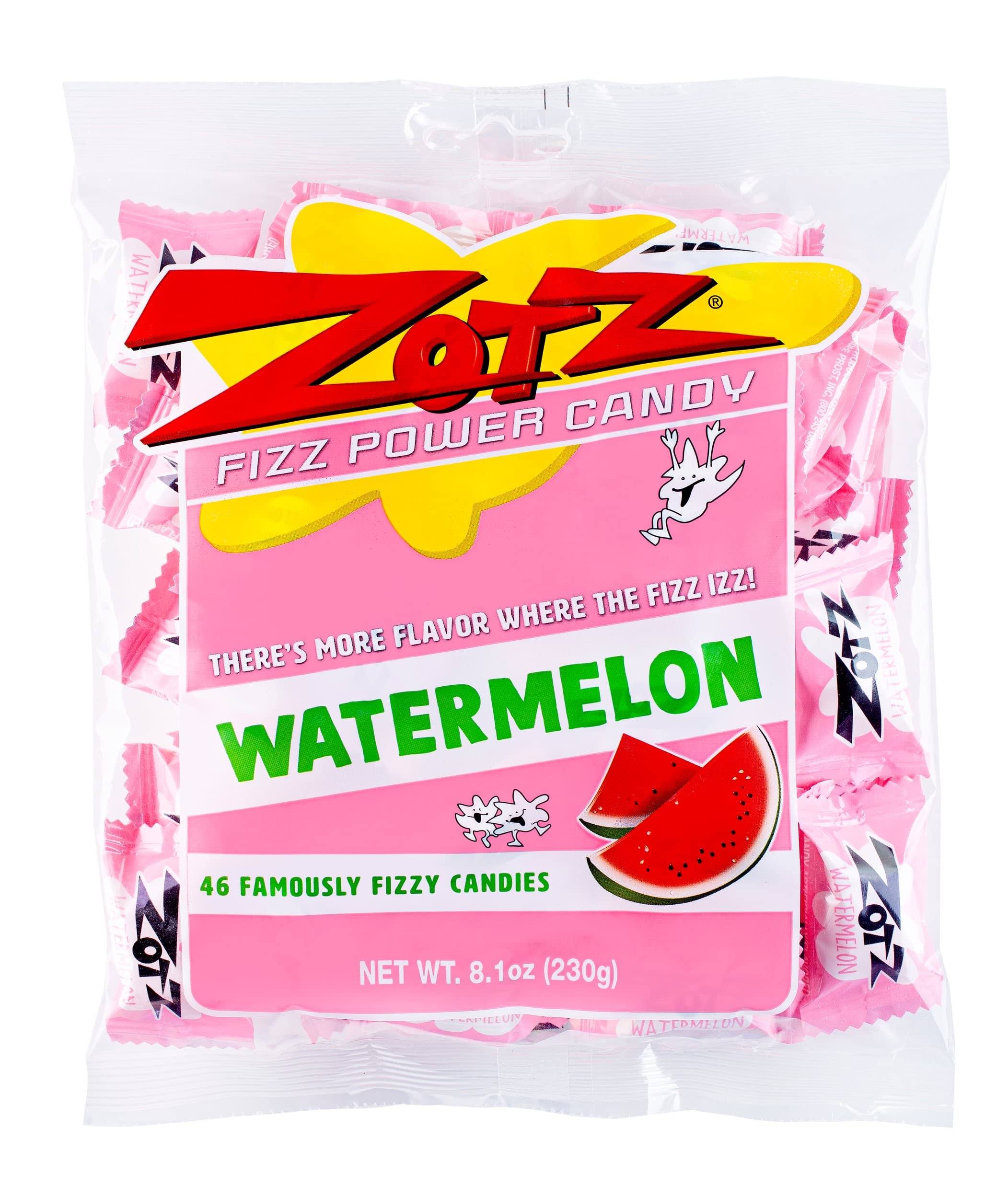 Zotz Fizz Power Candy Watermelon - Fruit Flavored Hard Candy With A Fizzy Center